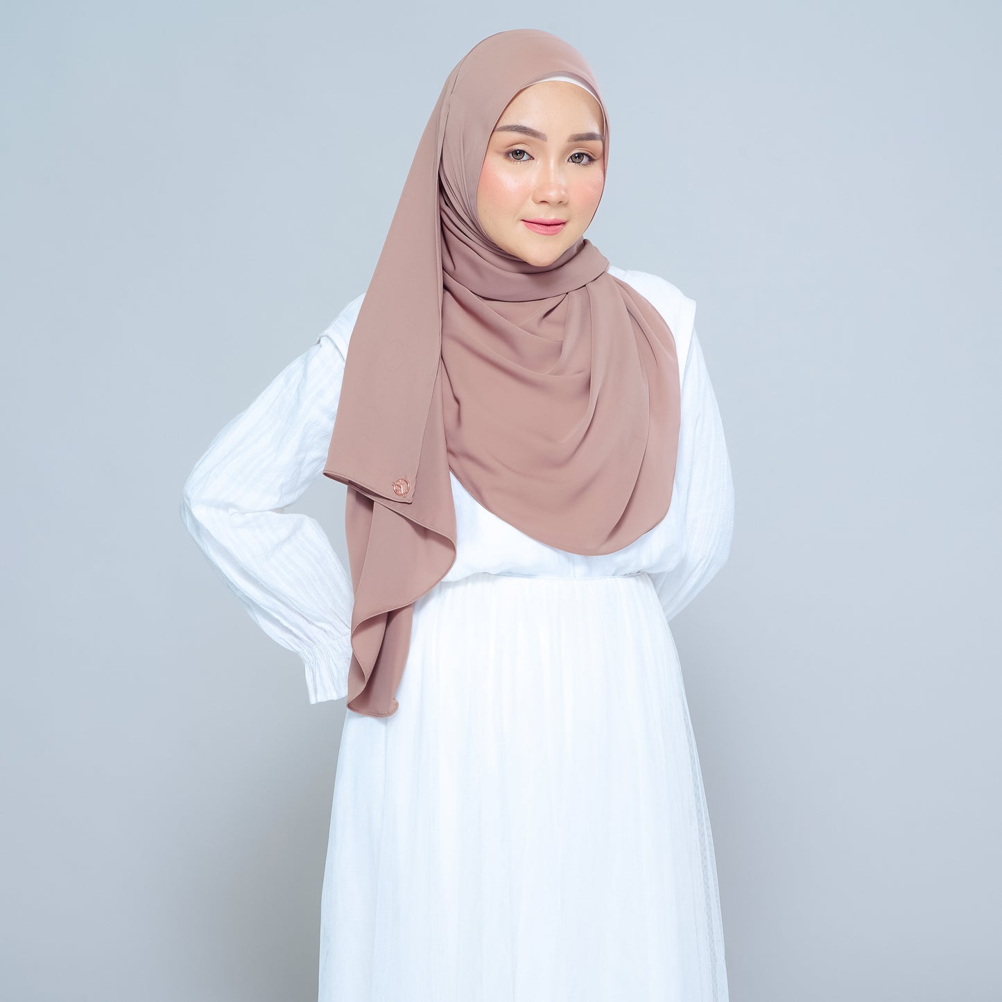 Semi-Instant Sarongje | Chiffon Silk in Mocha Taupe