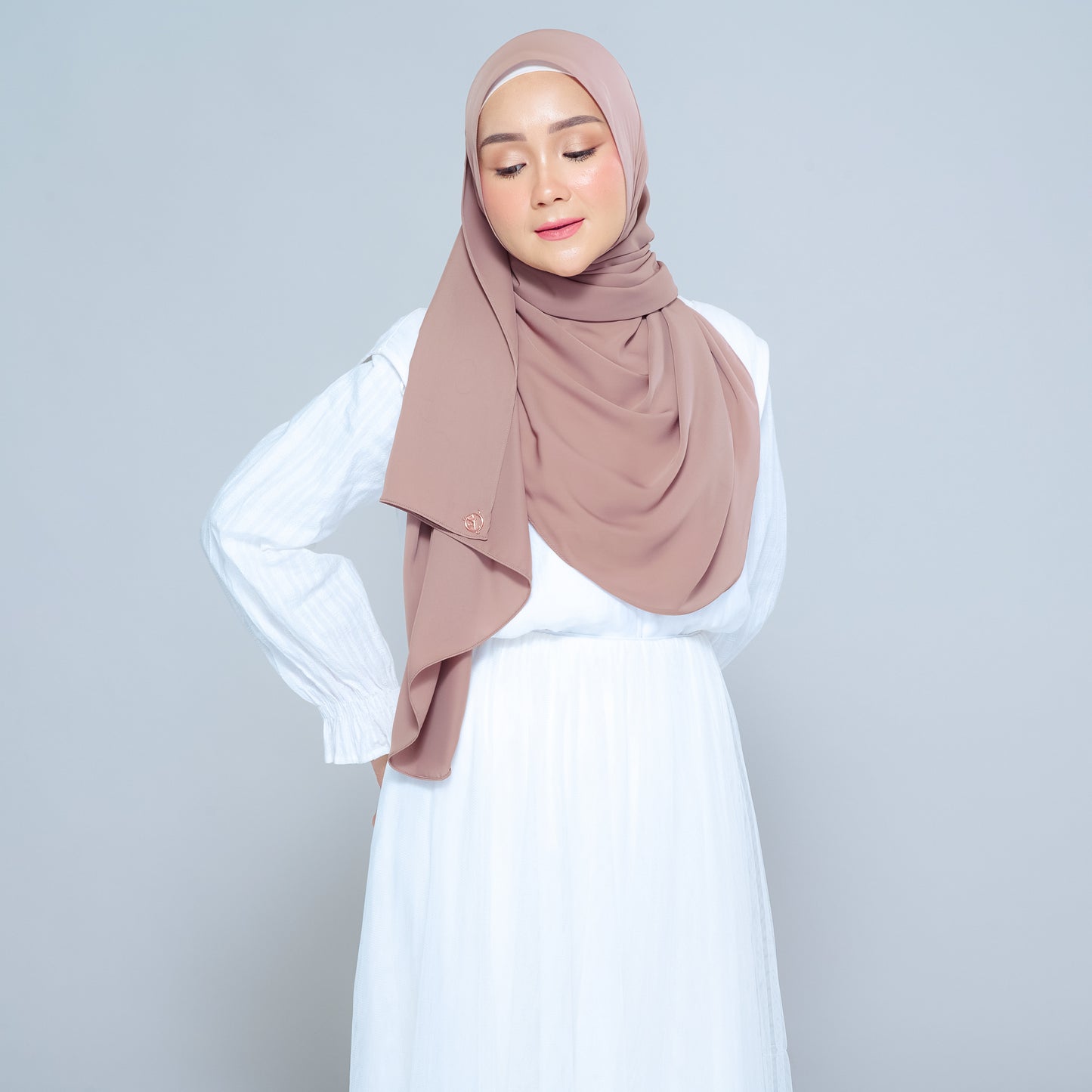 Semi-Instant Sarongje | Chiffon Silk in Mocha Taupe