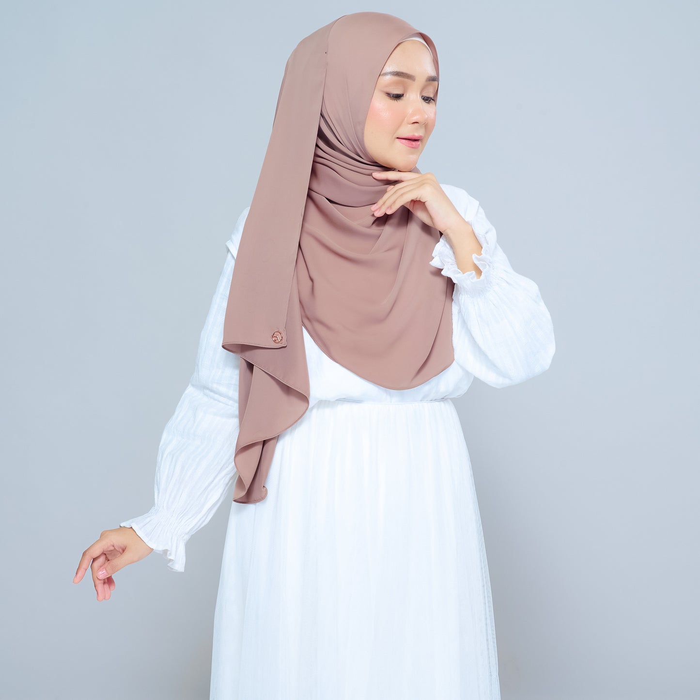 Semi-Instant Sarongje | Chiffon Silk in Mocha Taupe