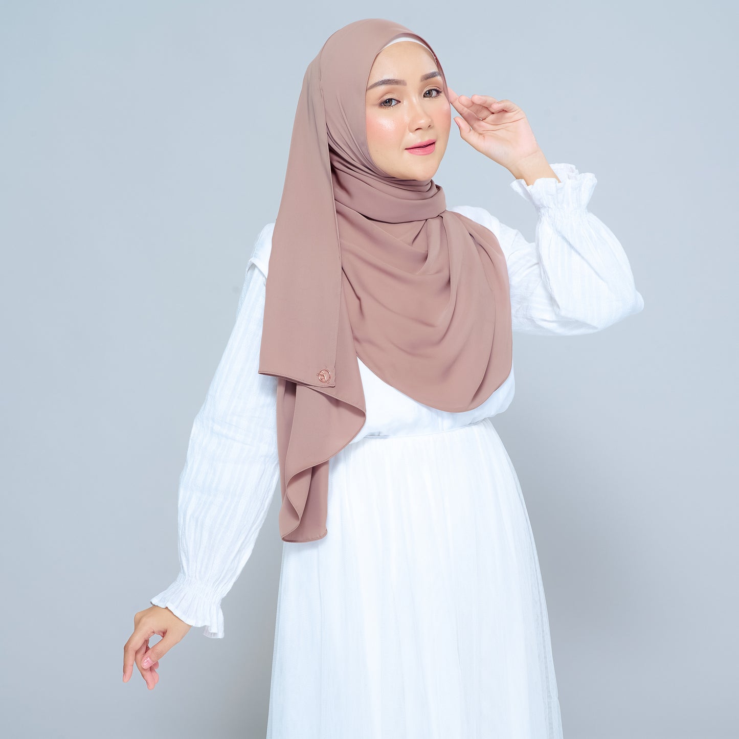 Semi-Instant Sarongje | Chiffon Silk in Mocha Taupe