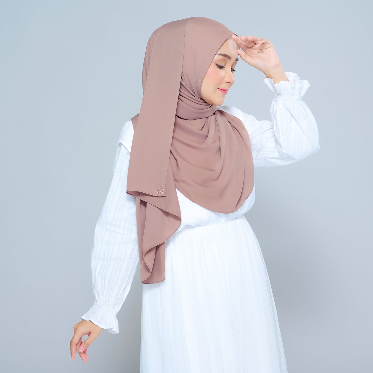 Semi-Instant Sarongje | Chiffon Silk in Mocha Taupe