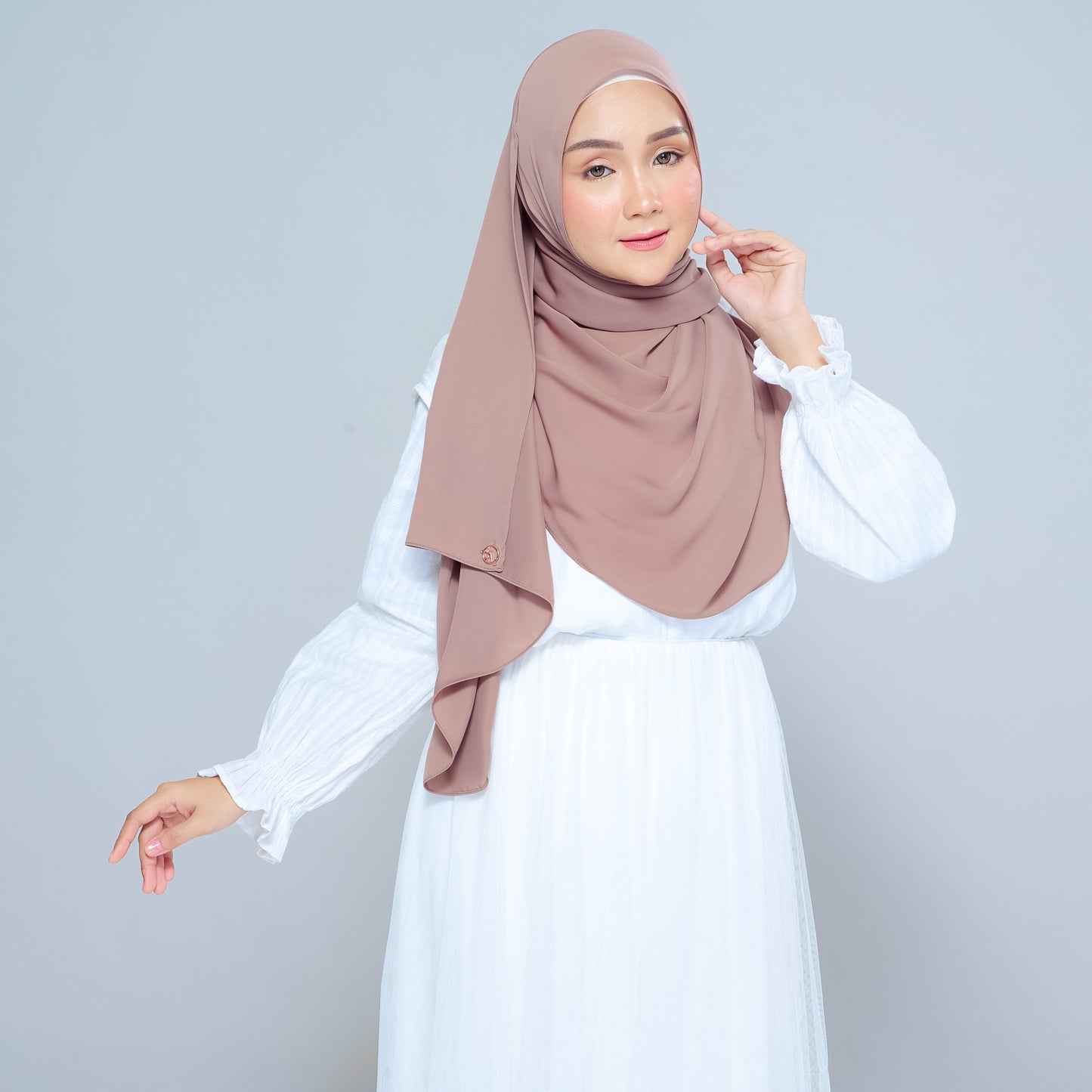 Semi-Instant Sarongje | Chiffon Silk in Mocha Taupe