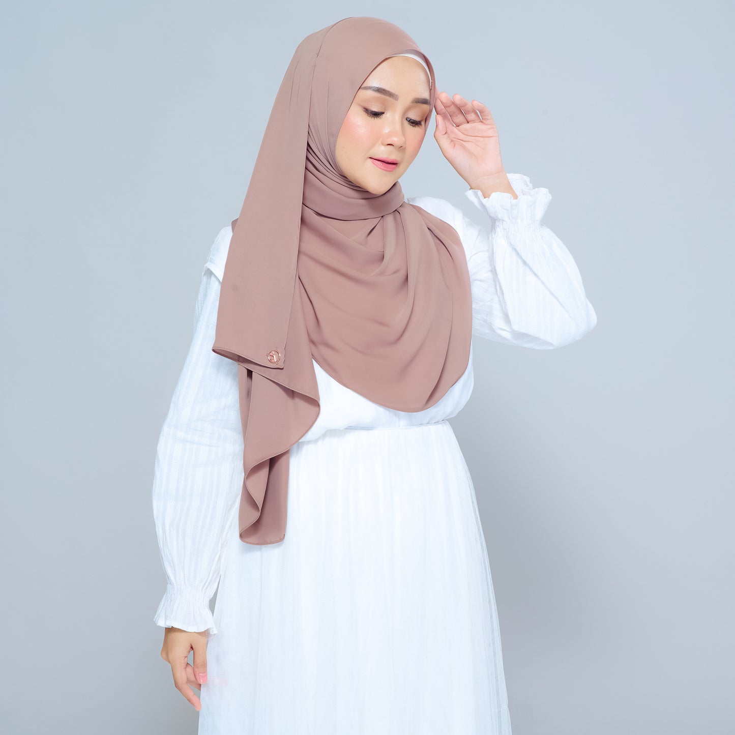 Semi-Instant Sarongje | Chiffon Silk in Mocha Taupe