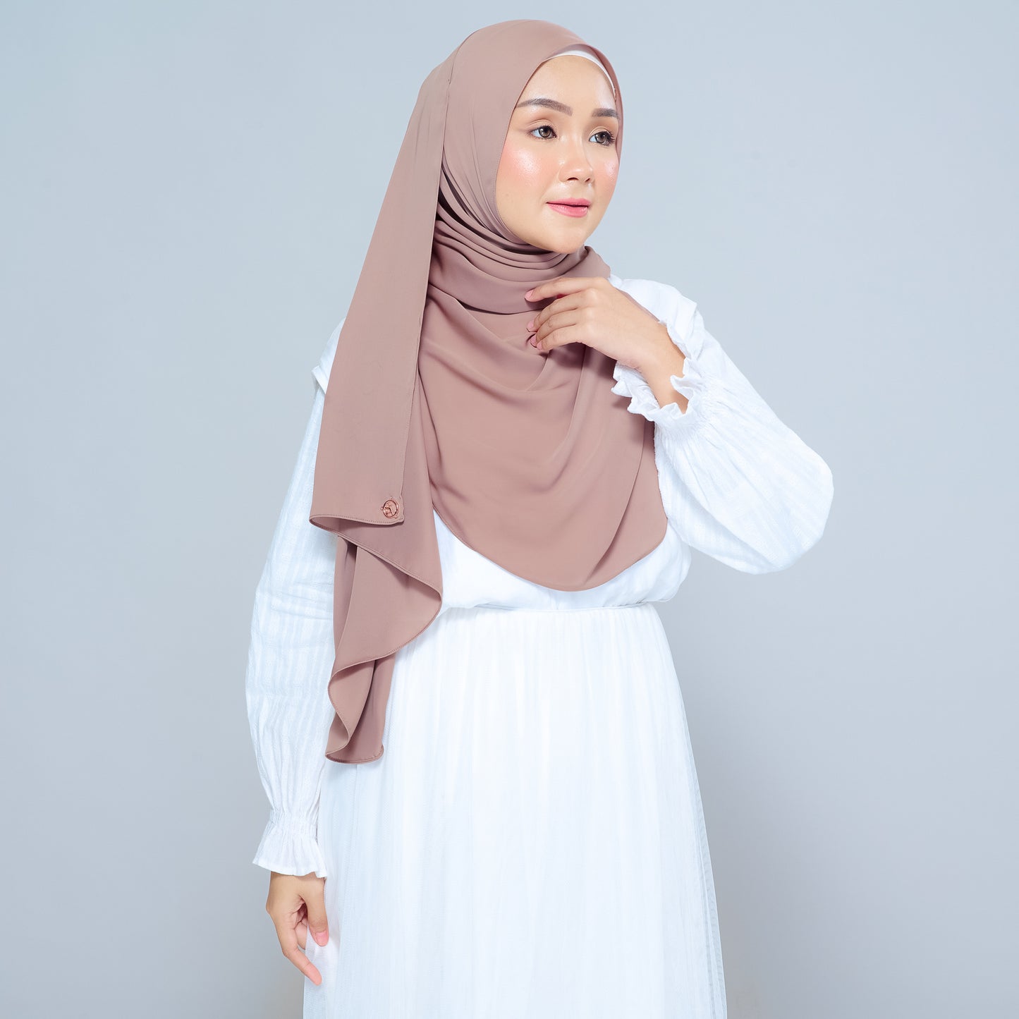 Semi-Instant Sarongje | Chiffon Silk in Mocha Taupe