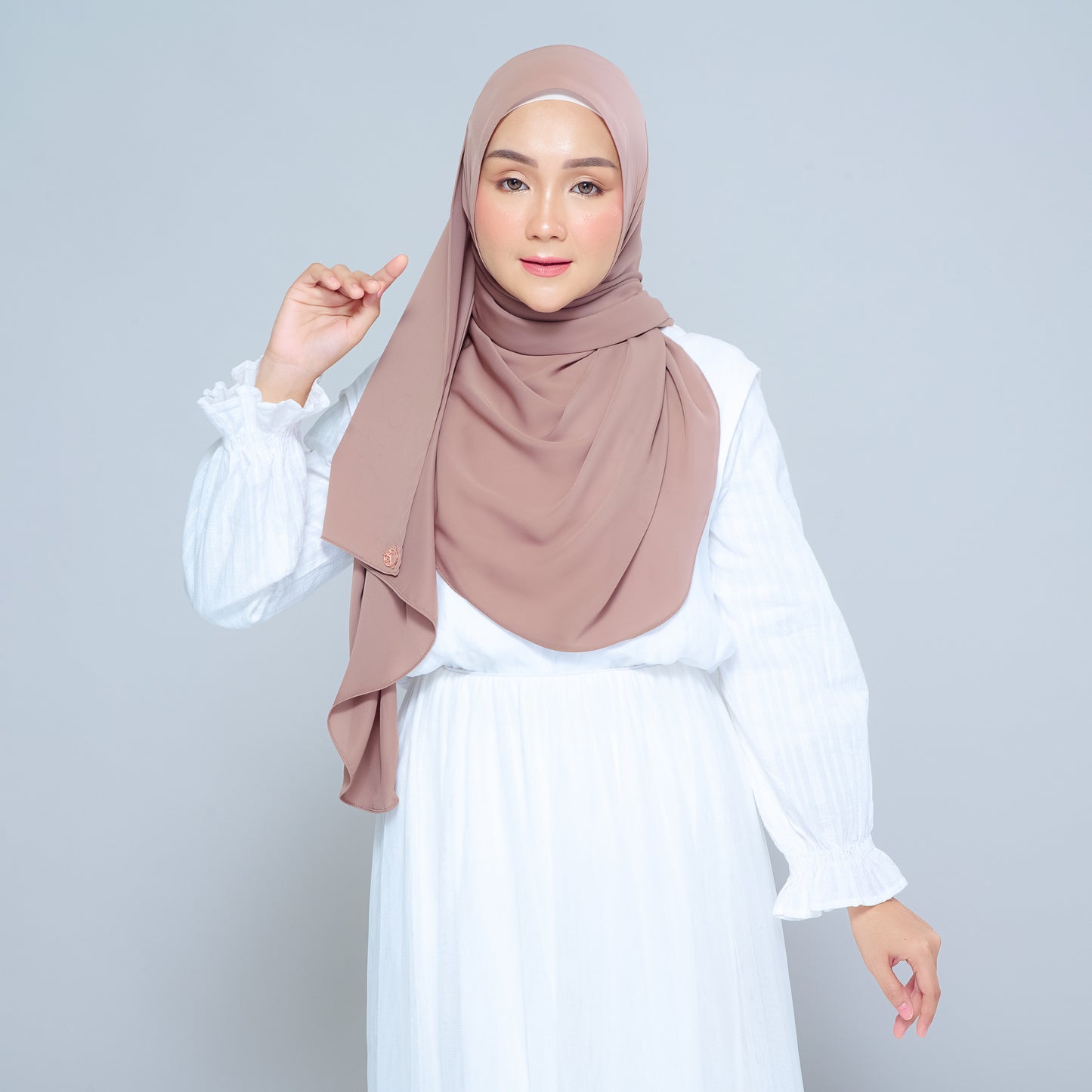 Semi-Instant Sarongje | Chiffon Silk in Mocha Taupe