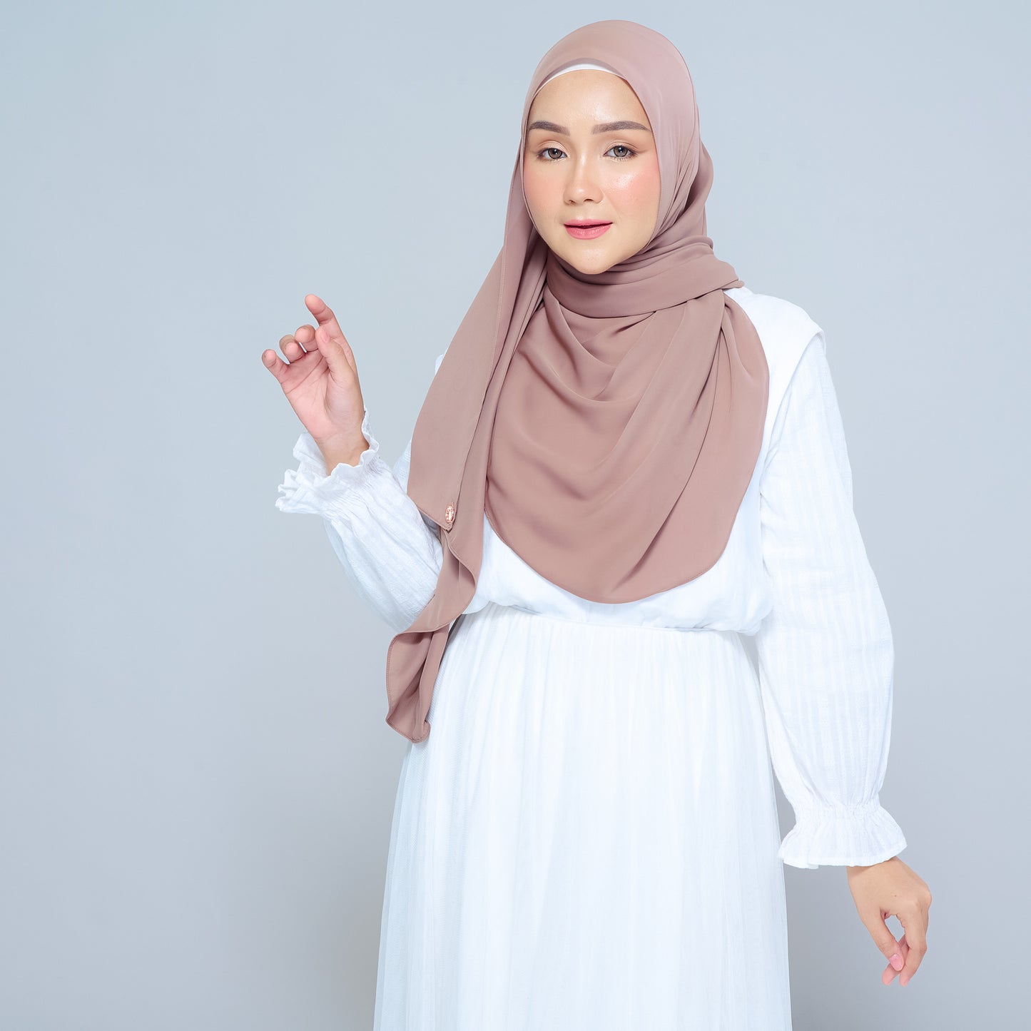 Semi-Instant Sarongje | Chiffon Silk in Mocha Taupe