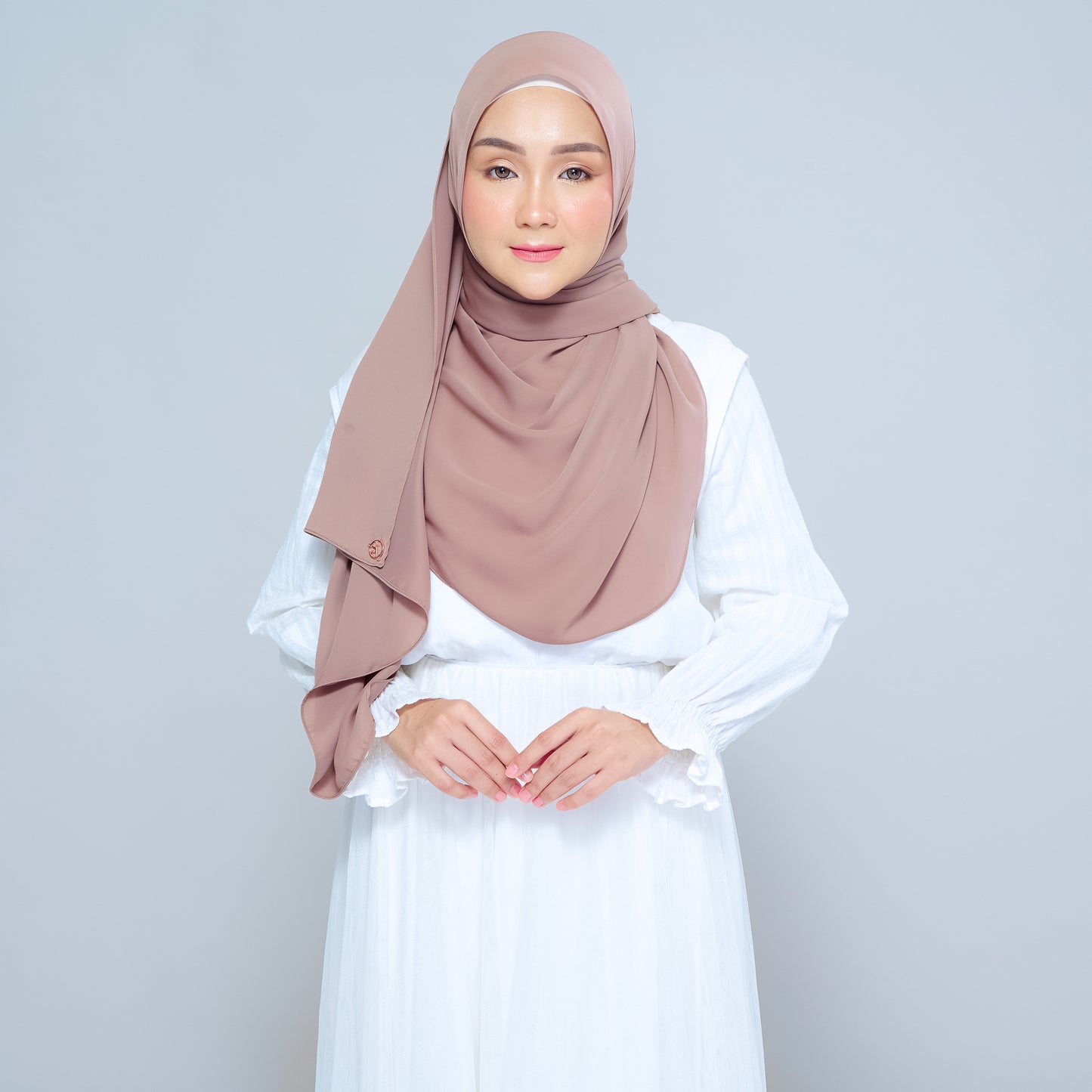 Semi-Instant Sarongje | Chiffon Silk in Mocha Taupe