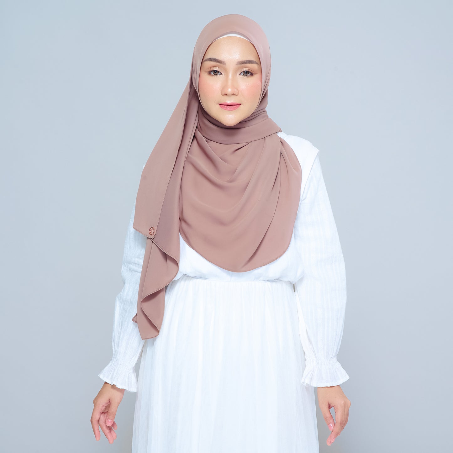 Semi-Instant Sarongje | Chiffon Silk in Mocha Taupe