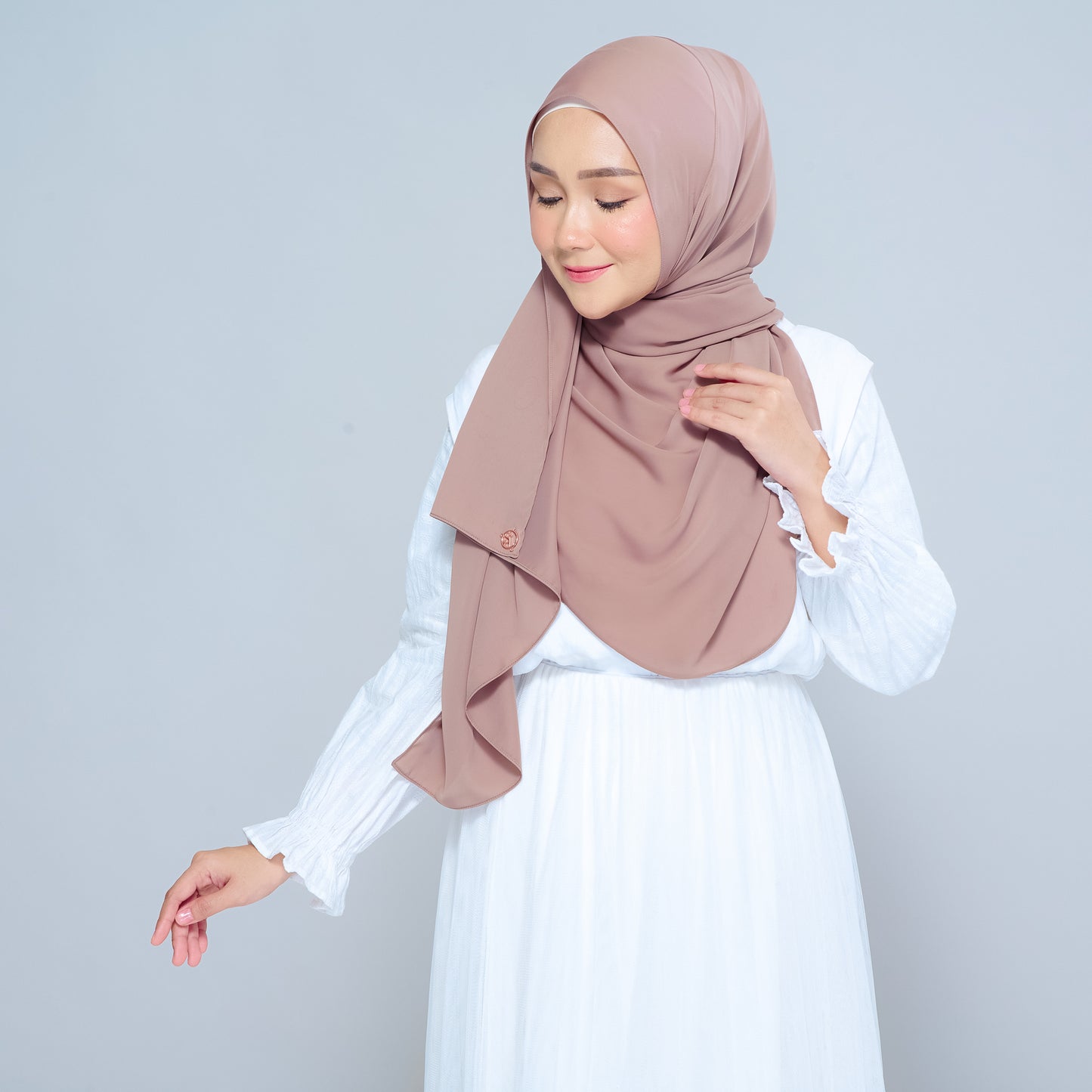 Semi-Instant Sarongje | Chiffon Silk in Mocha Taupe