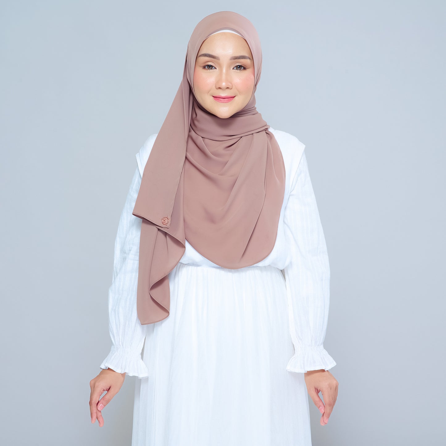 Semi-Instant Sarongje | Chiffon Silk in Mocha Taupe