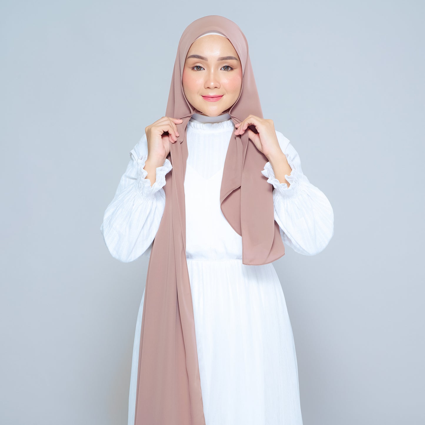 Semi-Instant Sarongje | Chiffon Silk in Mocha Taupe