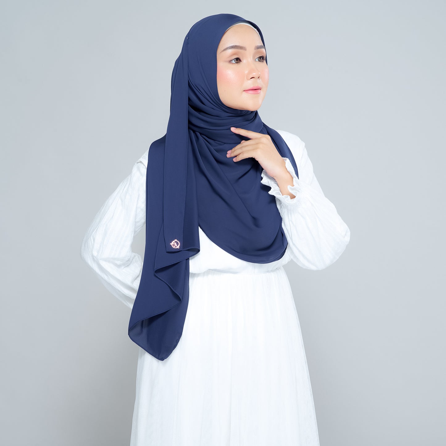 Semi-Instant Sarongje | Chiffon Silk in Navy Blue
