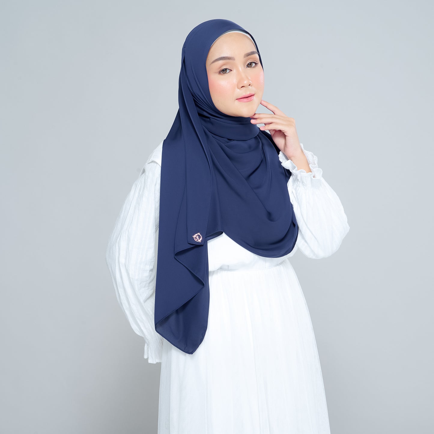 Semi-Instant Sarongje | Chiffon Silk in Navy Blue