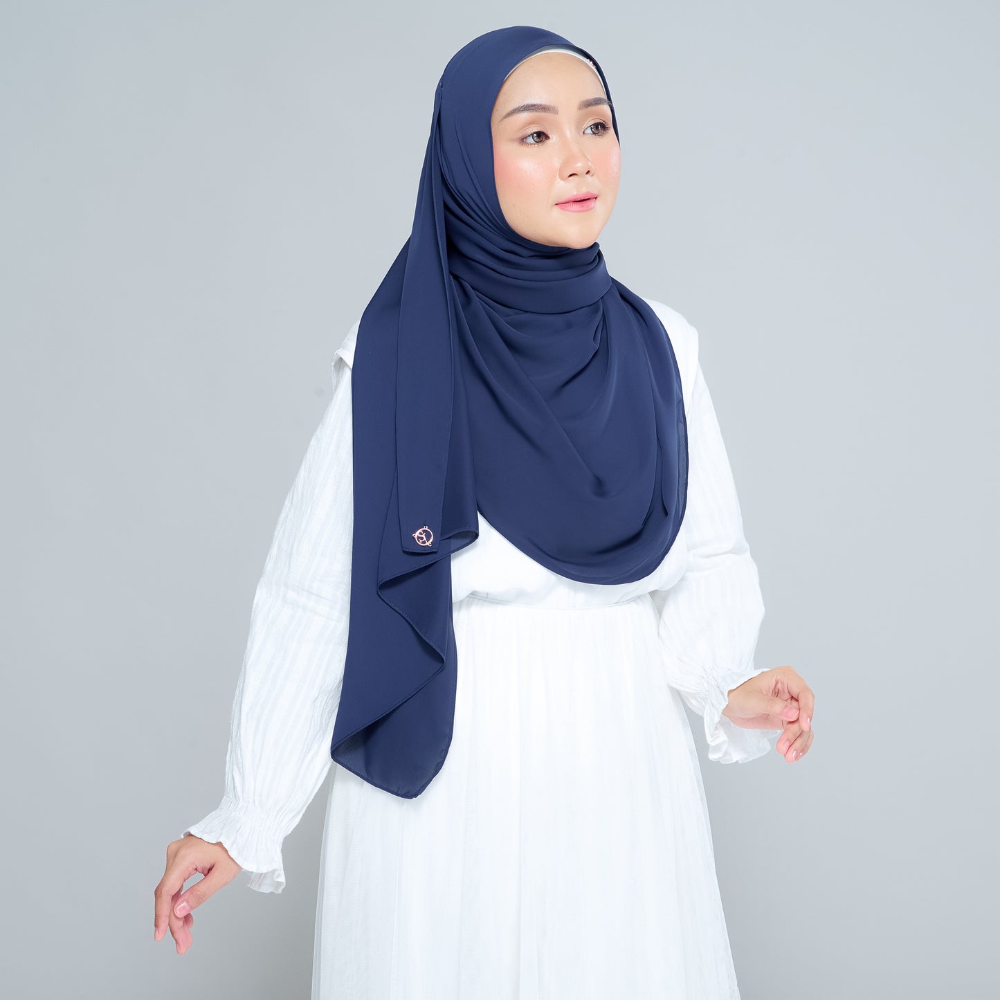 Semi-Instant Sarongje | Chiffon Silk in Navy Blue
