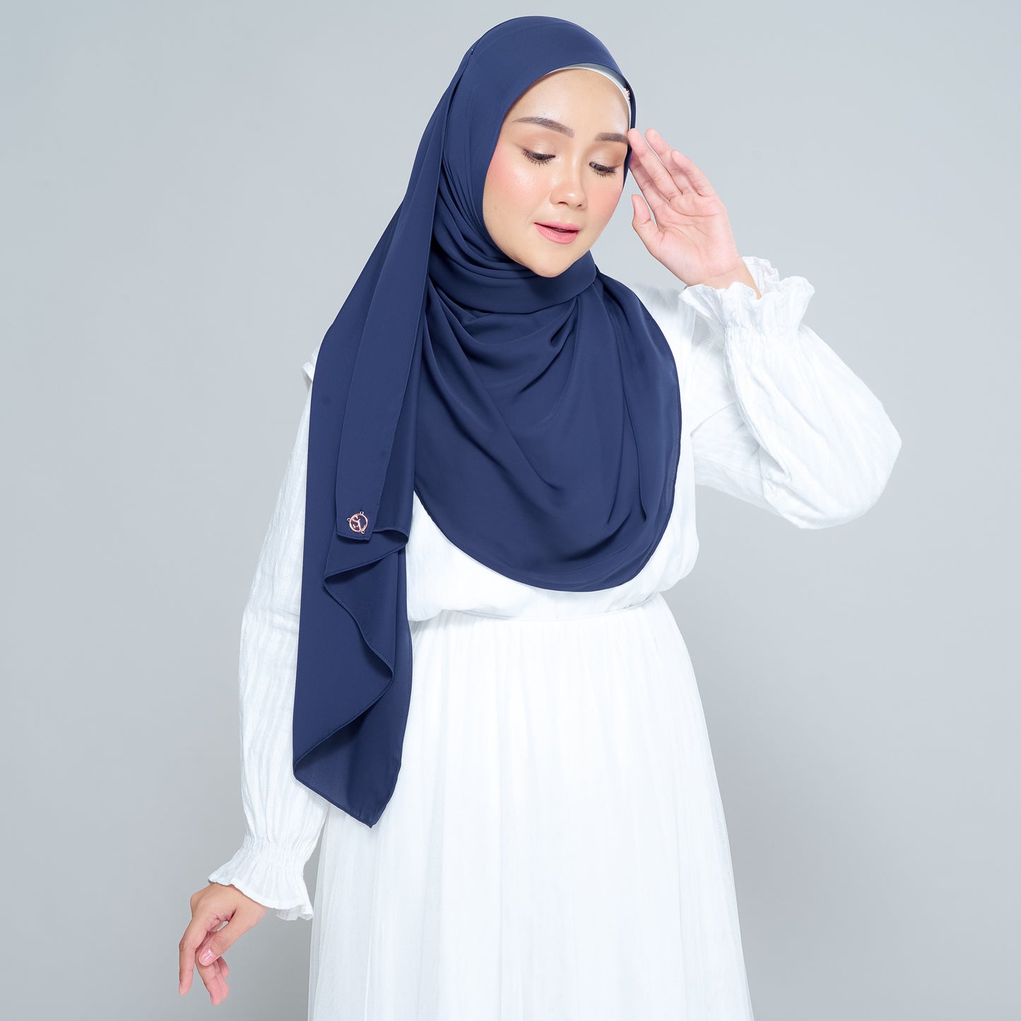 Semi-Instant Sarongje | Chiffon Silk in Navy Blue