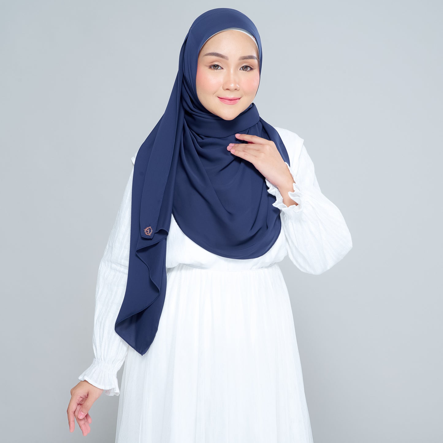 Semi-Instant Sarongje | Chiffon Silk in Navy Blue