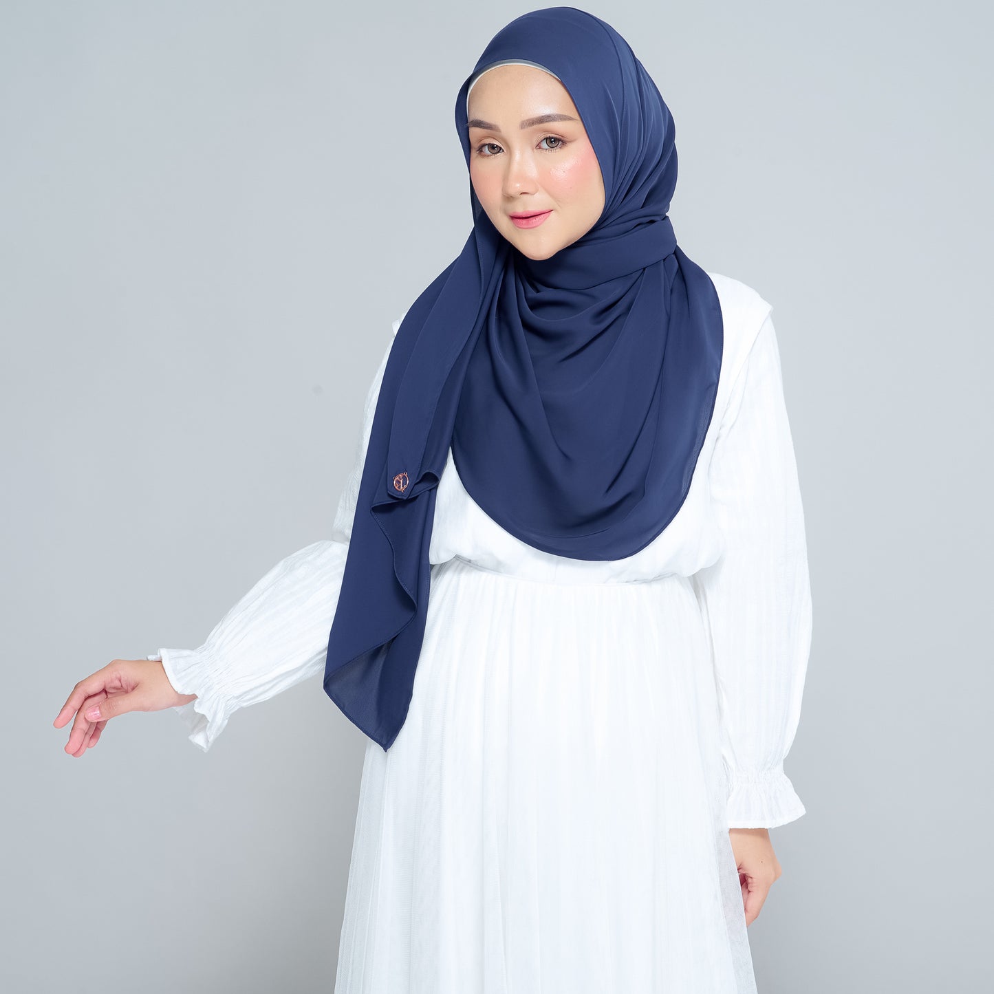 Semi-Instant Sarongje | Chiffon Silk in Navy Blue