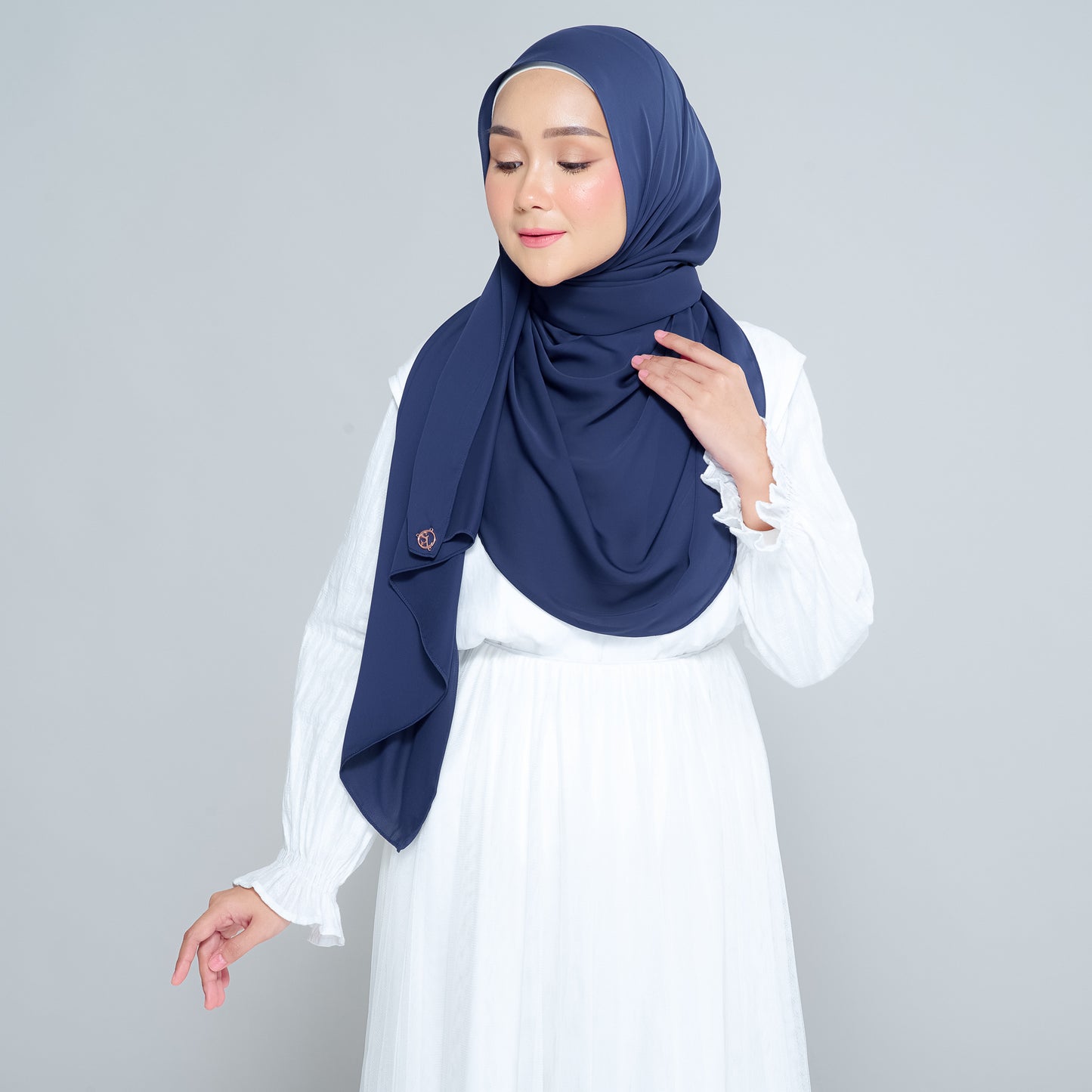 Semi-Instant Sarongje | Chiffon Silk in Navy Blue