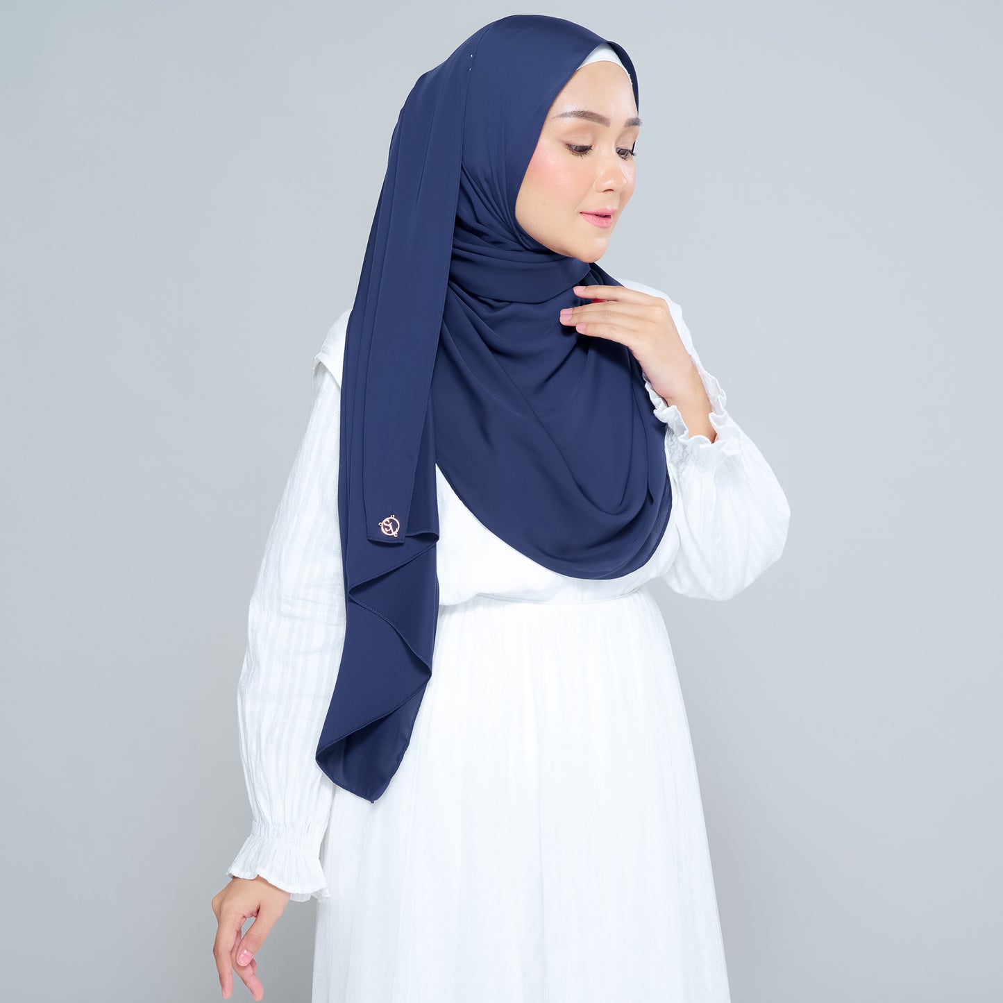 Semi-Instant Sarongje | Chiffon Silk in Navy Blue