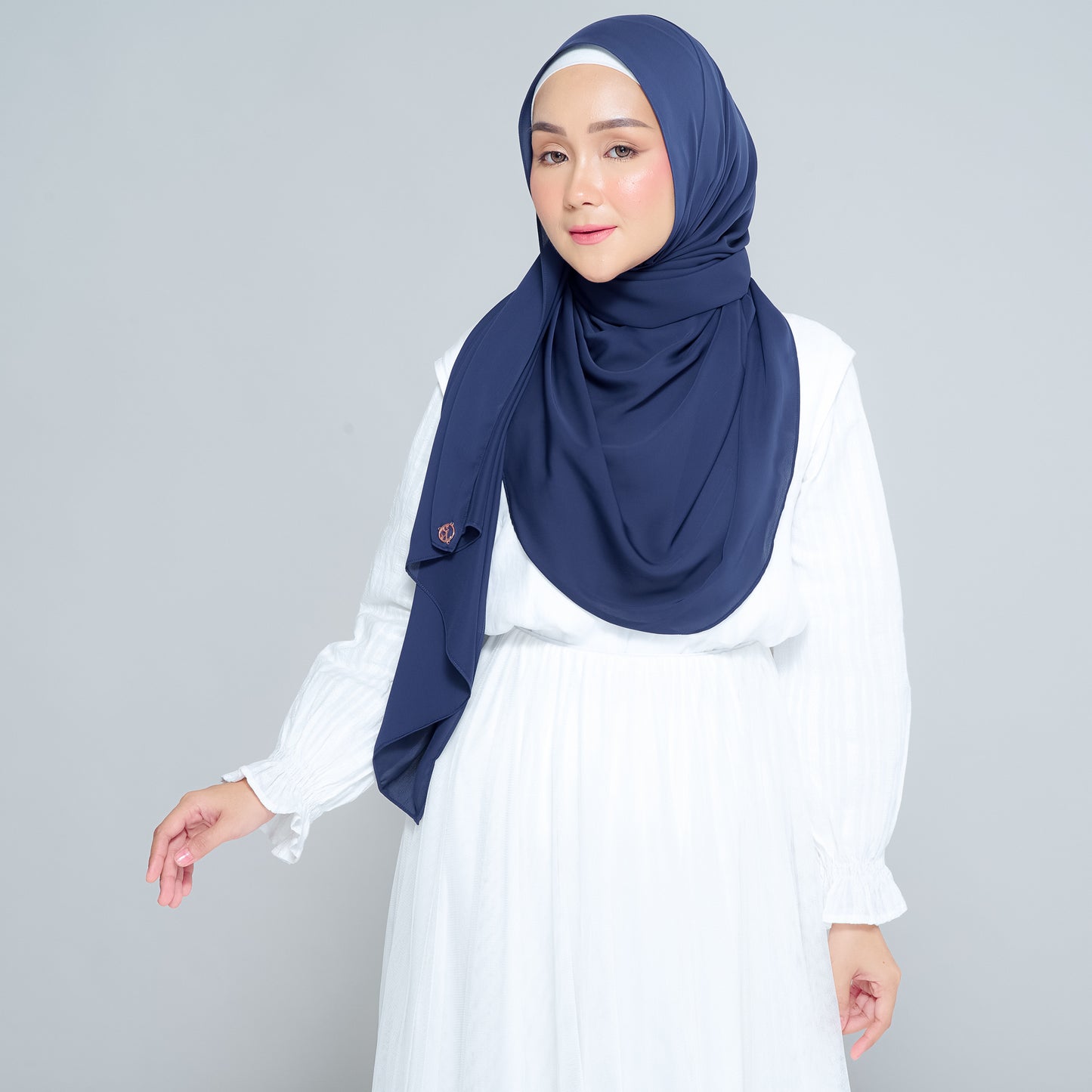 Semi-Instant Sarongje | Chiffon Silk in Navy Blue