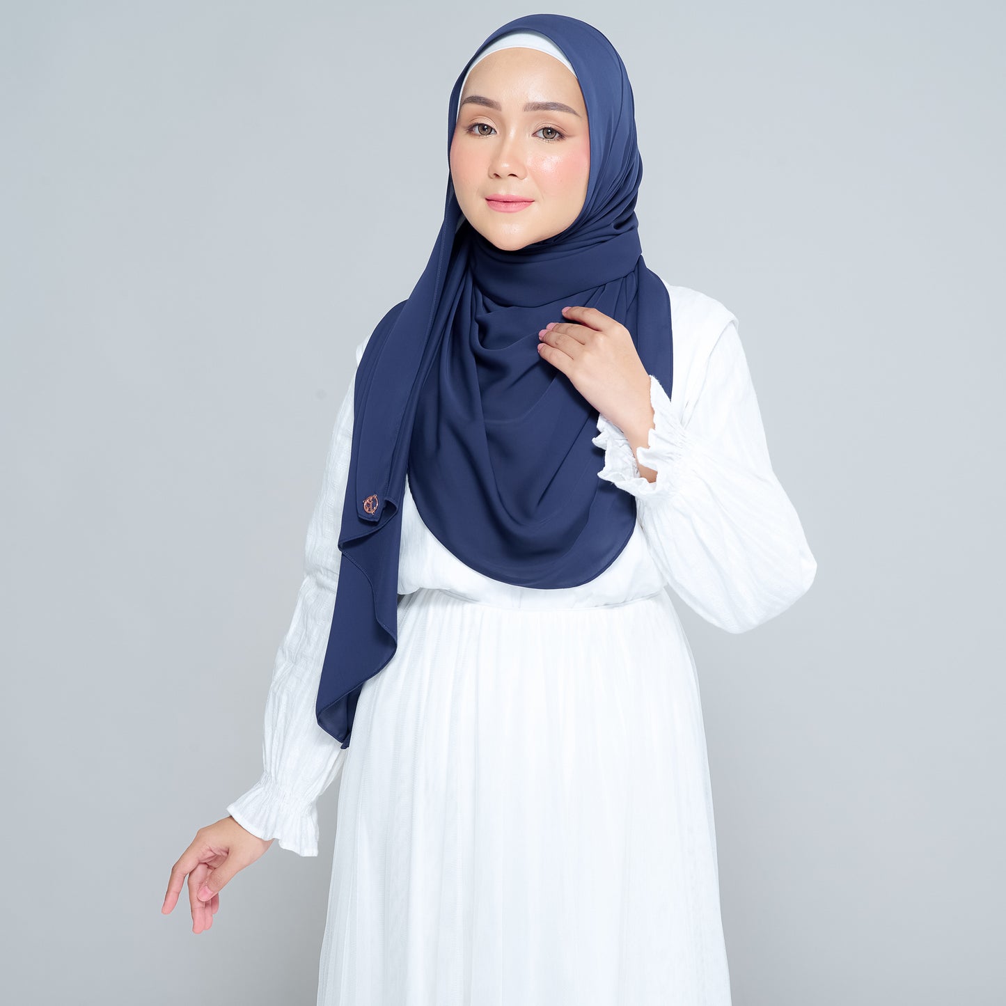 Semi-Instant Sarongje | Chiffon Silk in Navy Blue