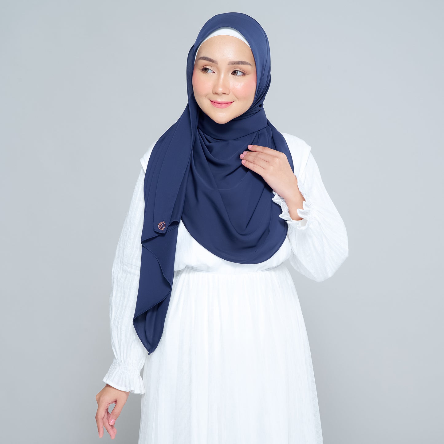 Semi-Instant Sarongje | Chiffon Silk in Navy Blue