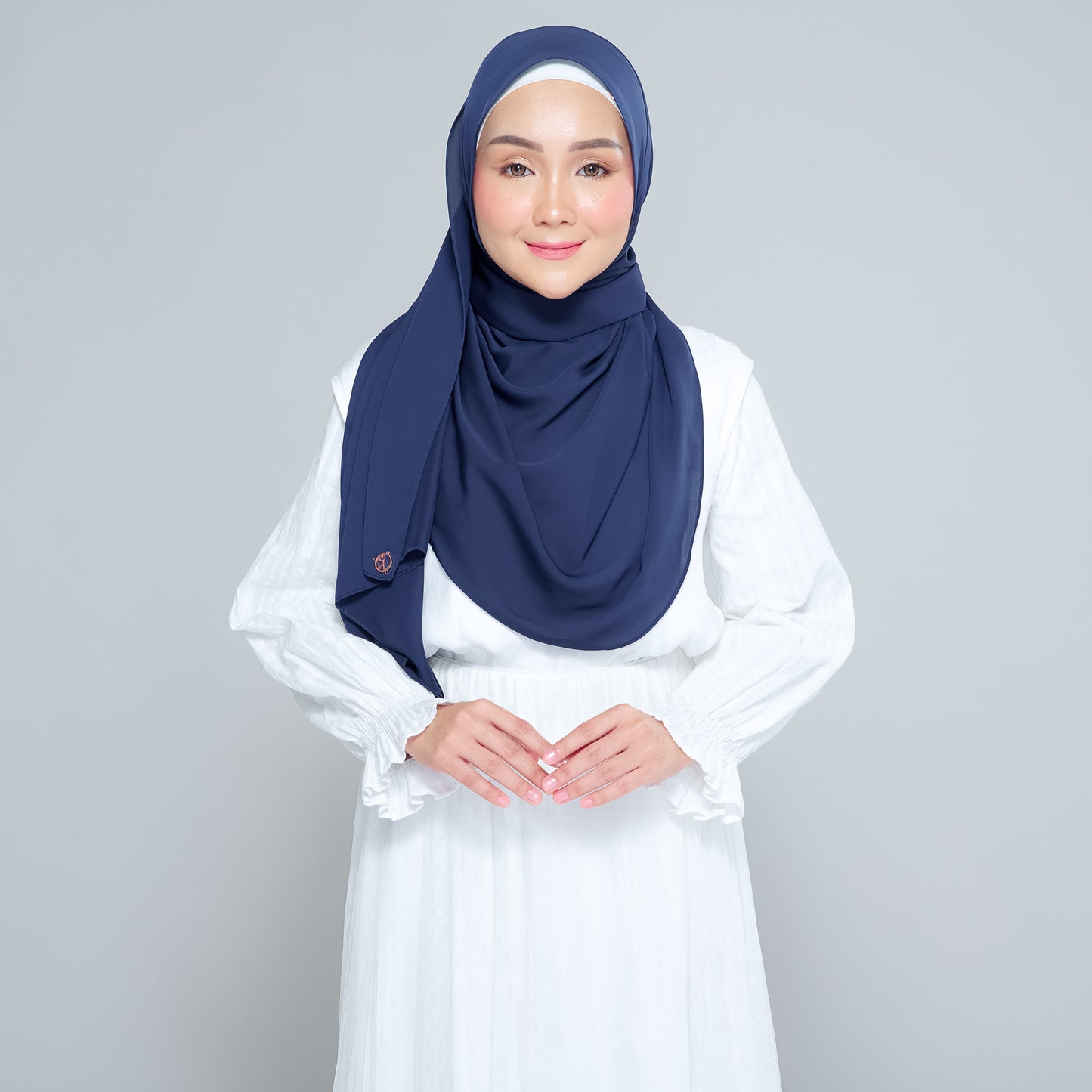 Semi-Instant Sarongje | Chiffon Silk in Navy Blue