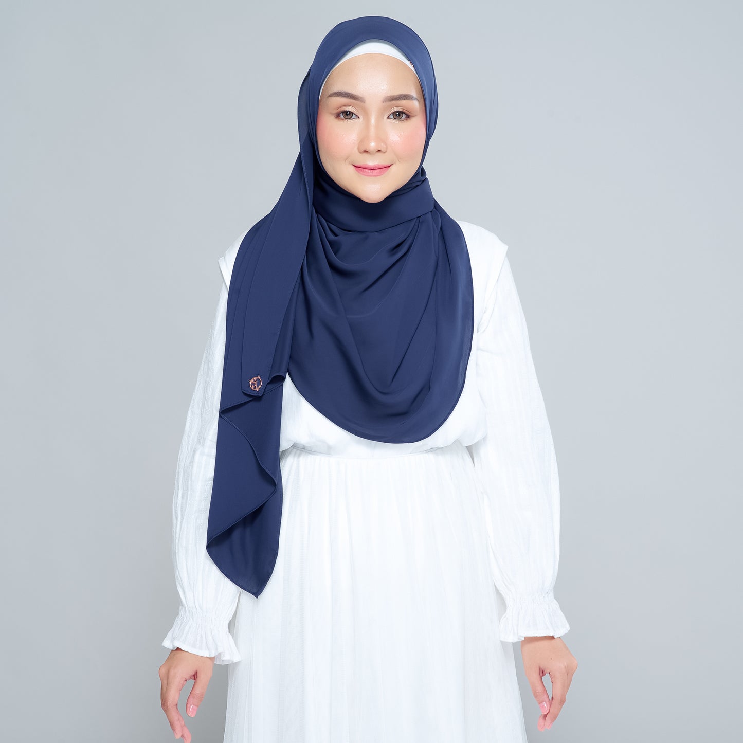 Semi-Instant Sarongje | Chiffon Silk in Navy Blue
