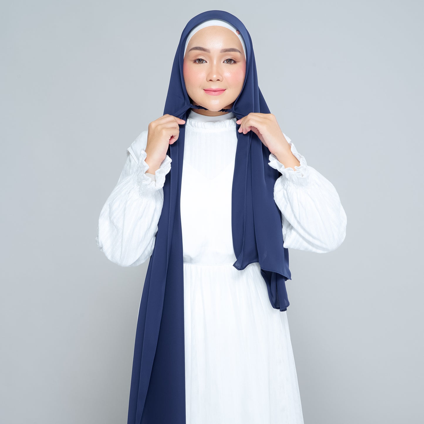 Semi-Instant Sarongje | Chiffon Silk in Navy Blue