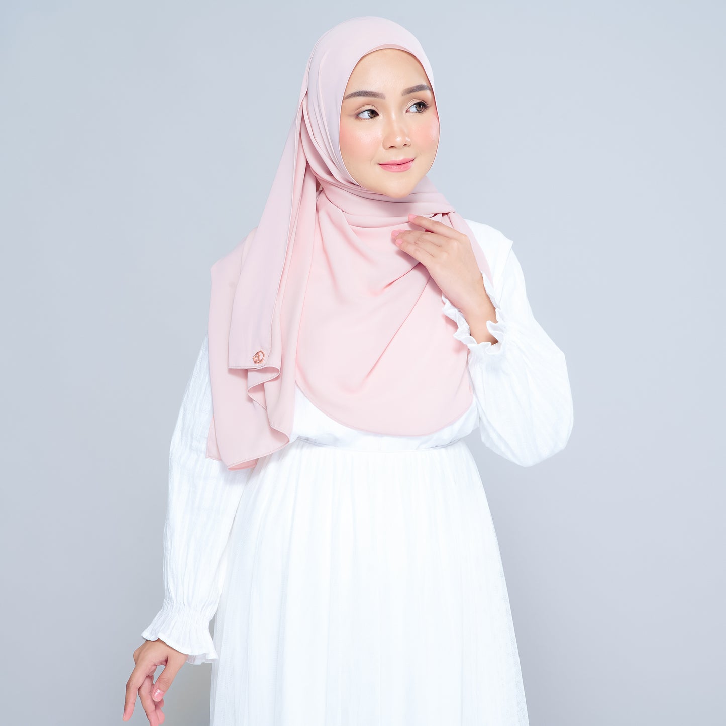 Semi-Instant Sarongje | Chiffon Silk in Nude Pink