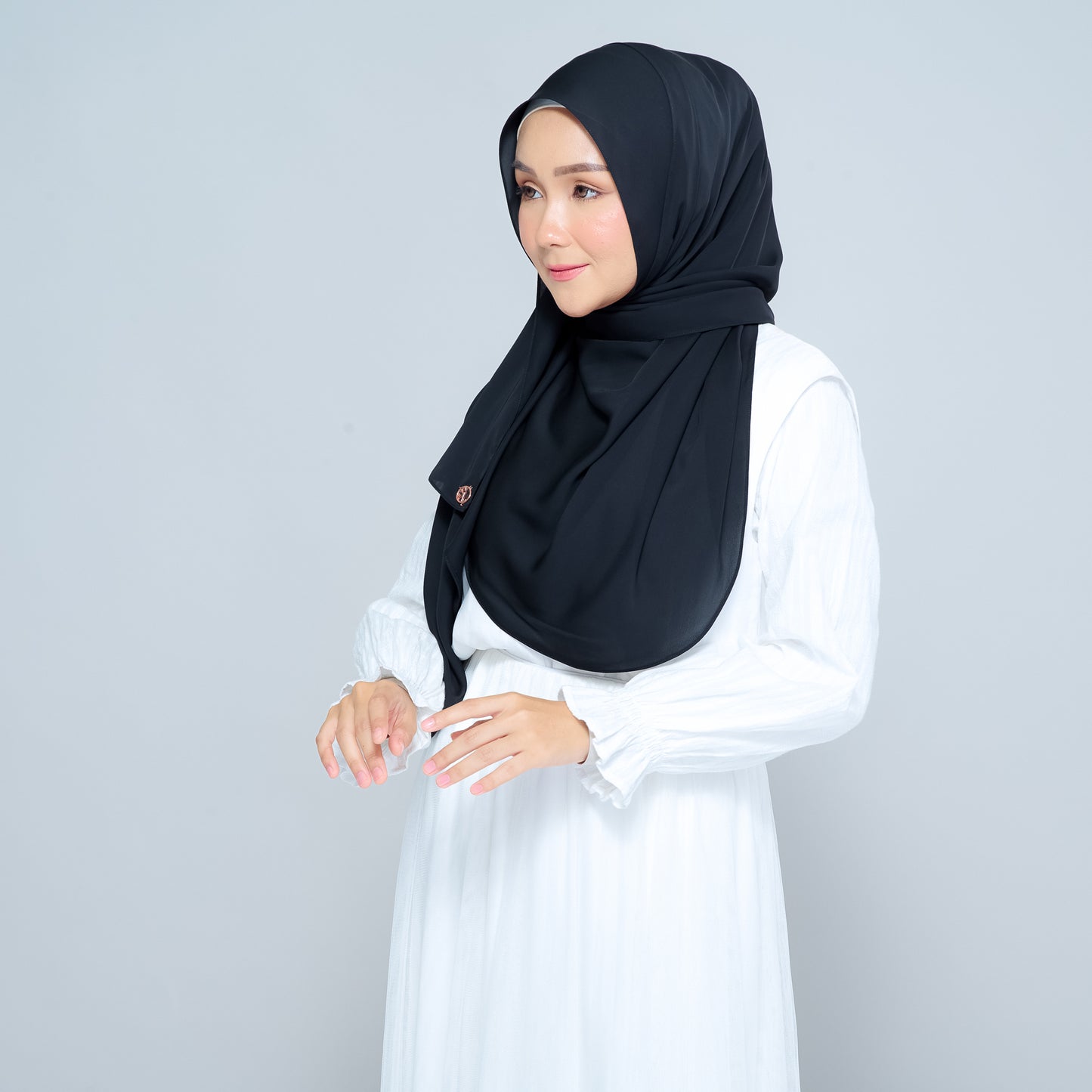 Semi-Instant Sarongje | Chiffon Silk in Pitch Black