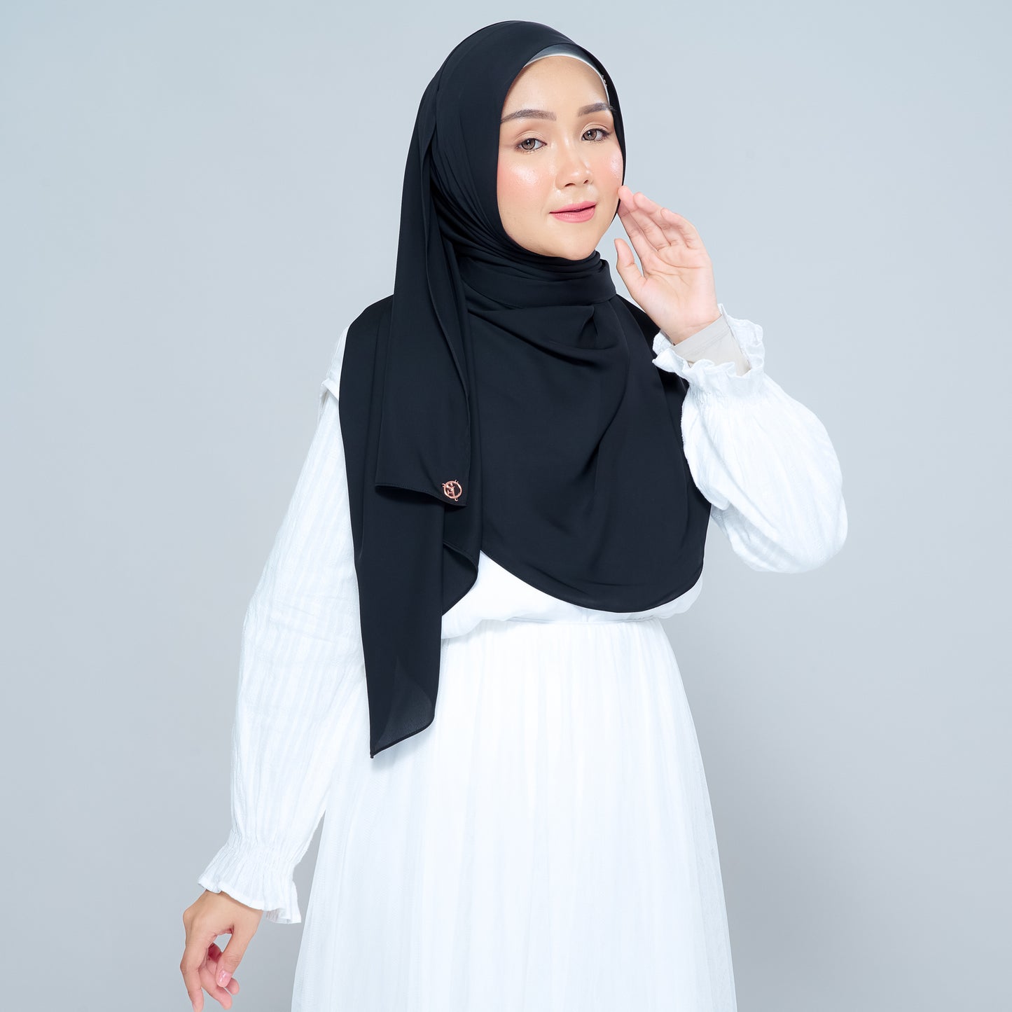 Semi-Instant Sarongje | Chiffon Silk in Pitch Black