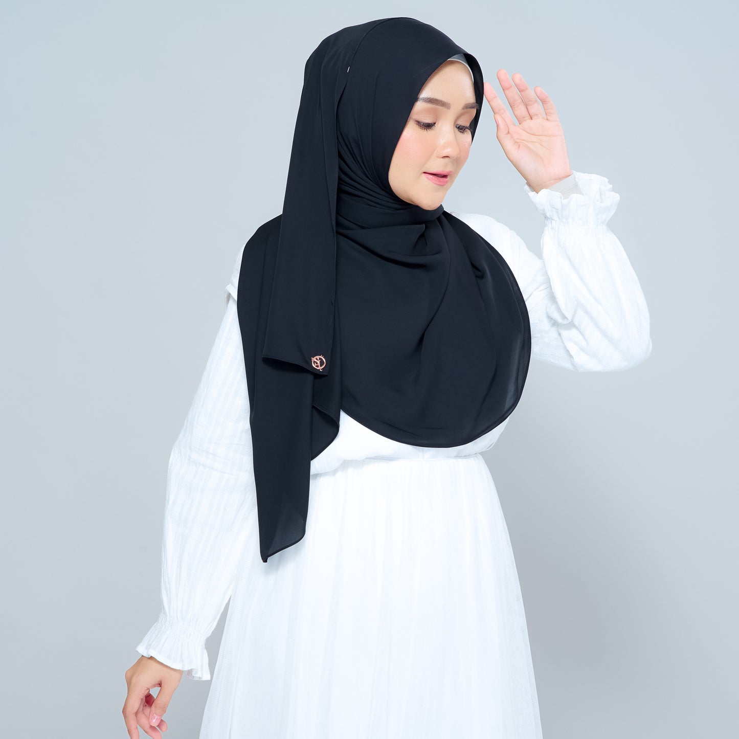 Semi-Instant Sarongje | Chiffon Silk in Pitch Black