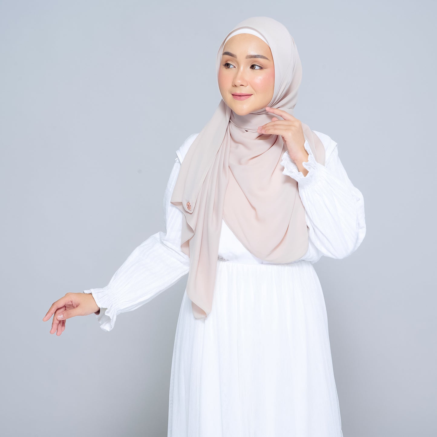 Semi-Instant Sarongje | Chiffon Silk in Sand