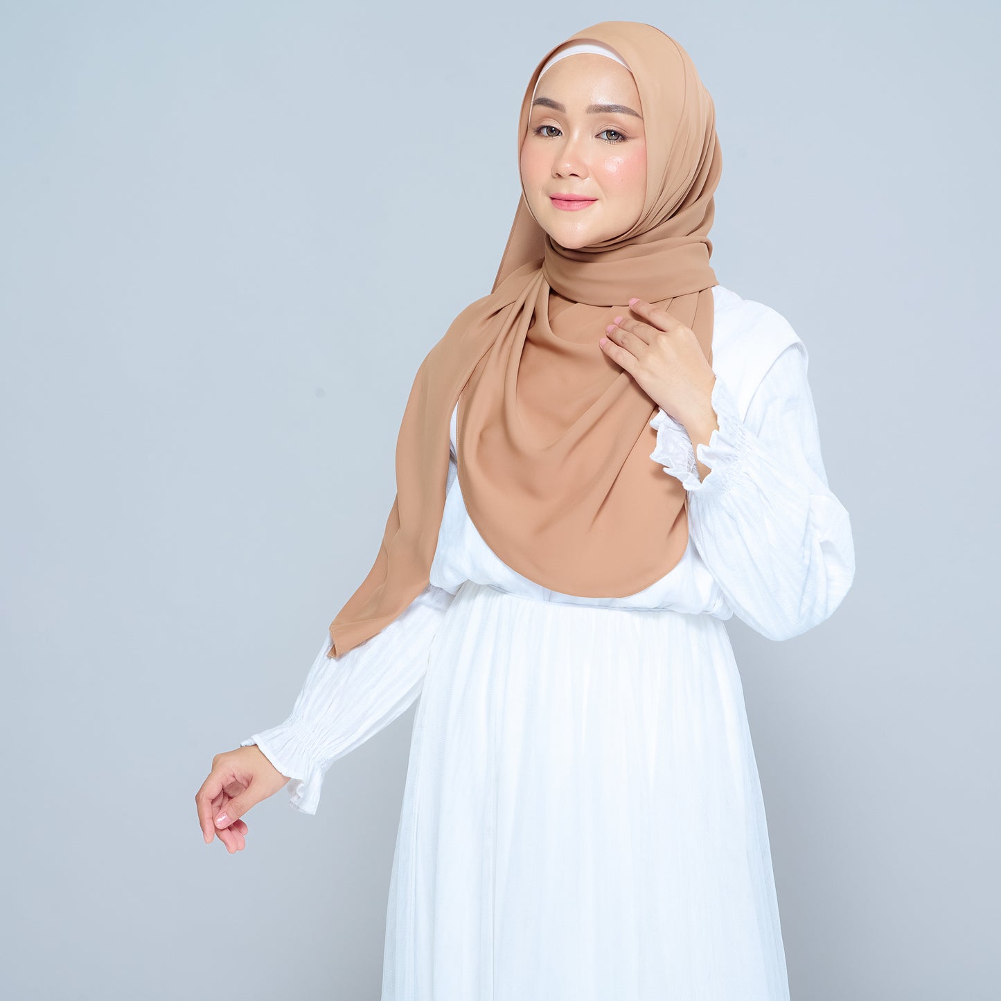 Semi-Instant Sarongje | Chiffon Silk in Tan