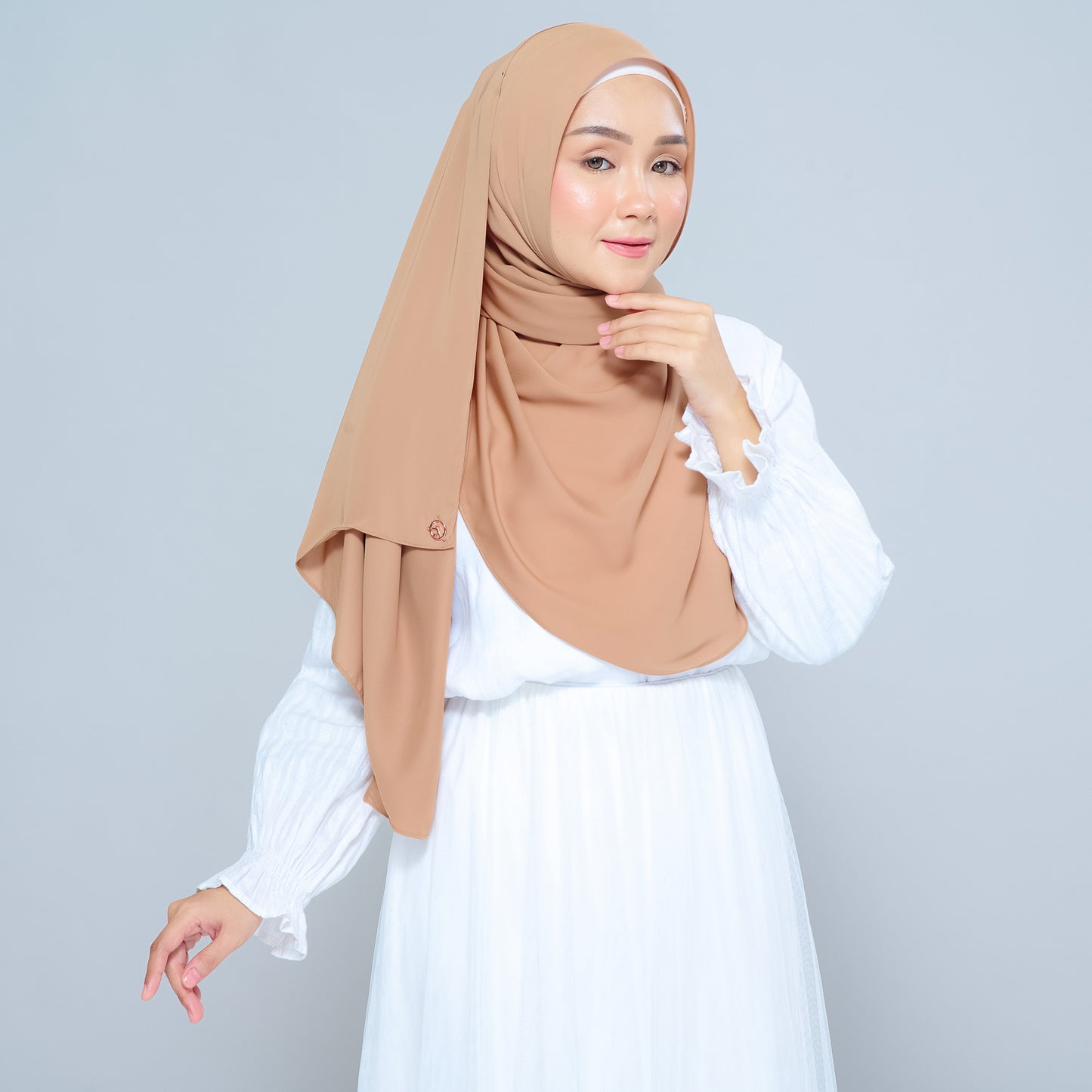 Semi-Instant Sarongje | Chiffon Silk in Tan