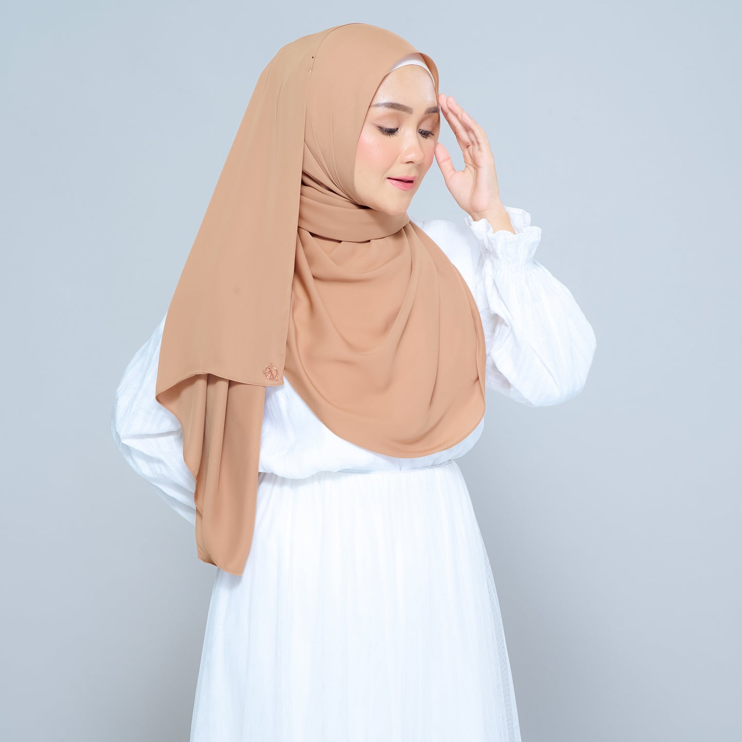Semi-Instant Sarongje | Chiffon Silk in Tan