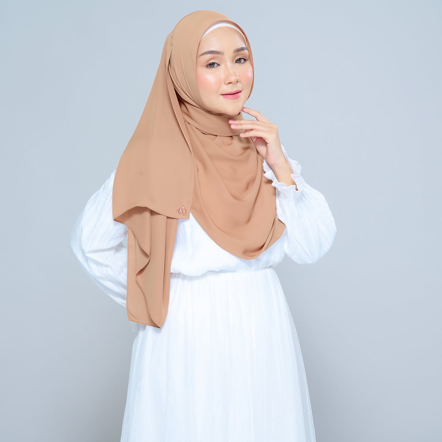 Semi-Instant Sarongje | Chiffon Silk in Tan