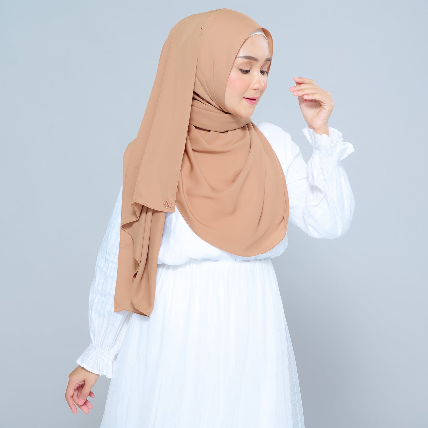 Semi-Instant Sarongje | Chiffon Silk in Tan