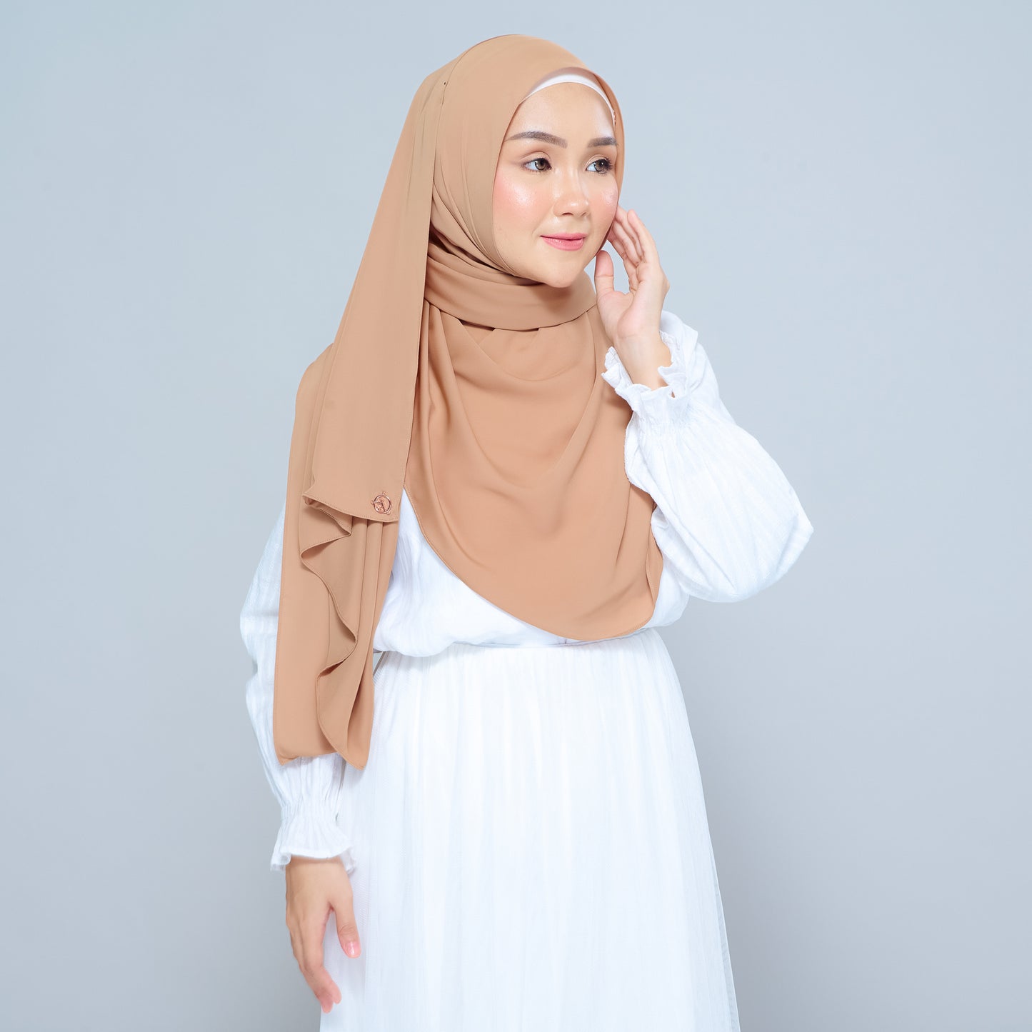 Semi-Instant Sarongje | Chiffon Silk in Tan