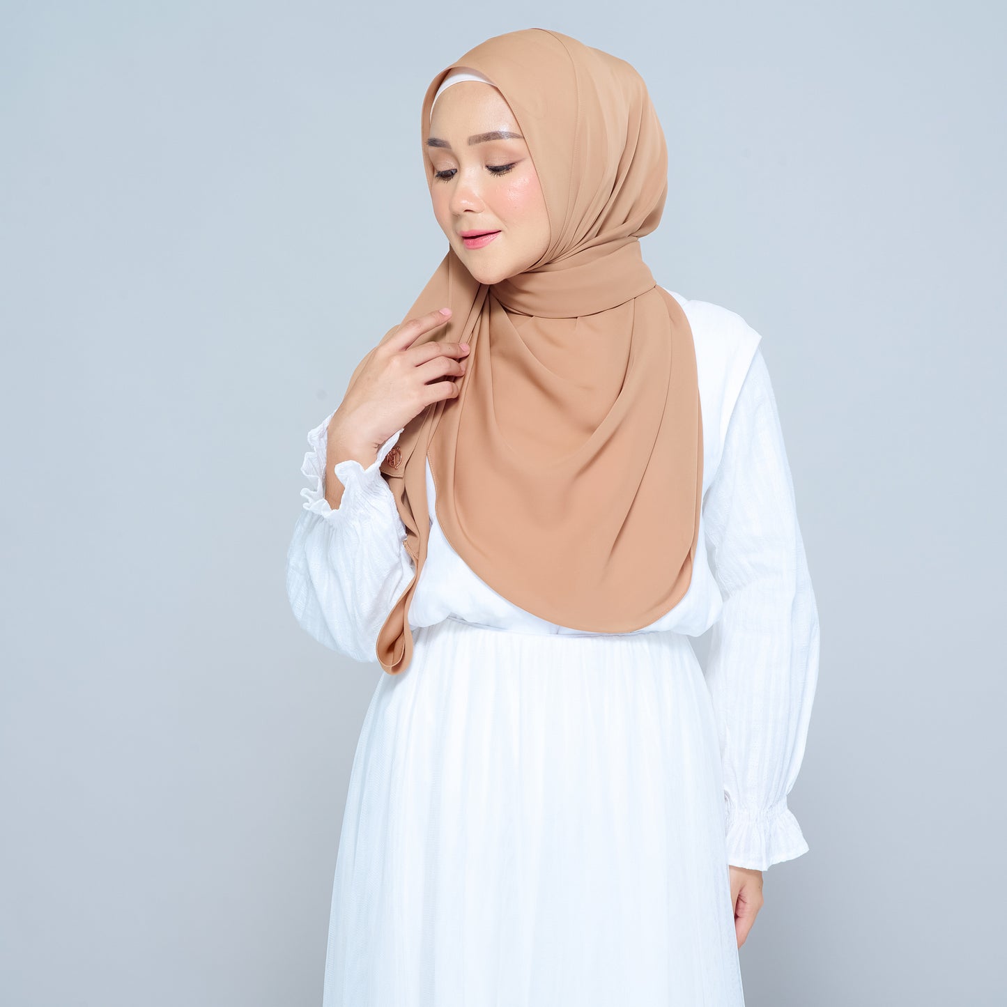 Semi-Instant Sarongje | Chiffon Silk in Tan