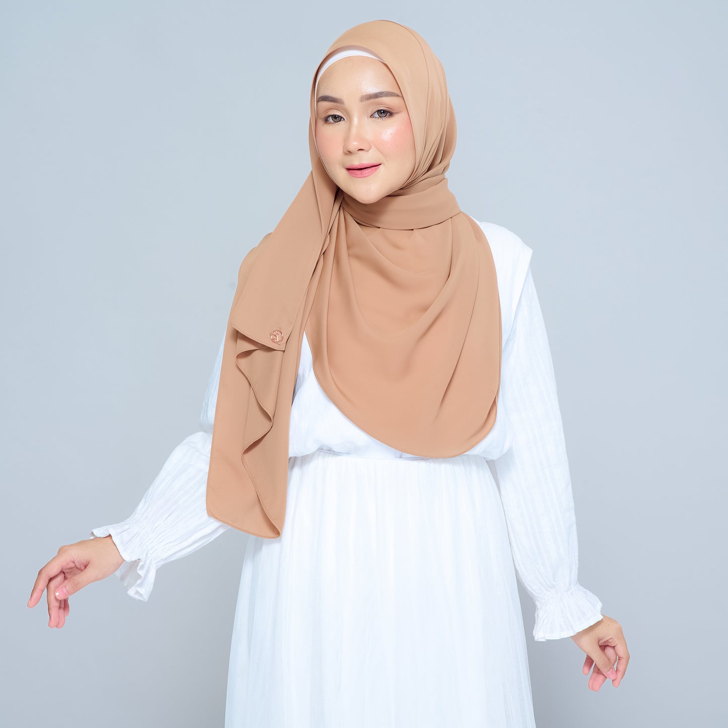 Semi-Instant Sarongje | Chiffon Silk in Tan