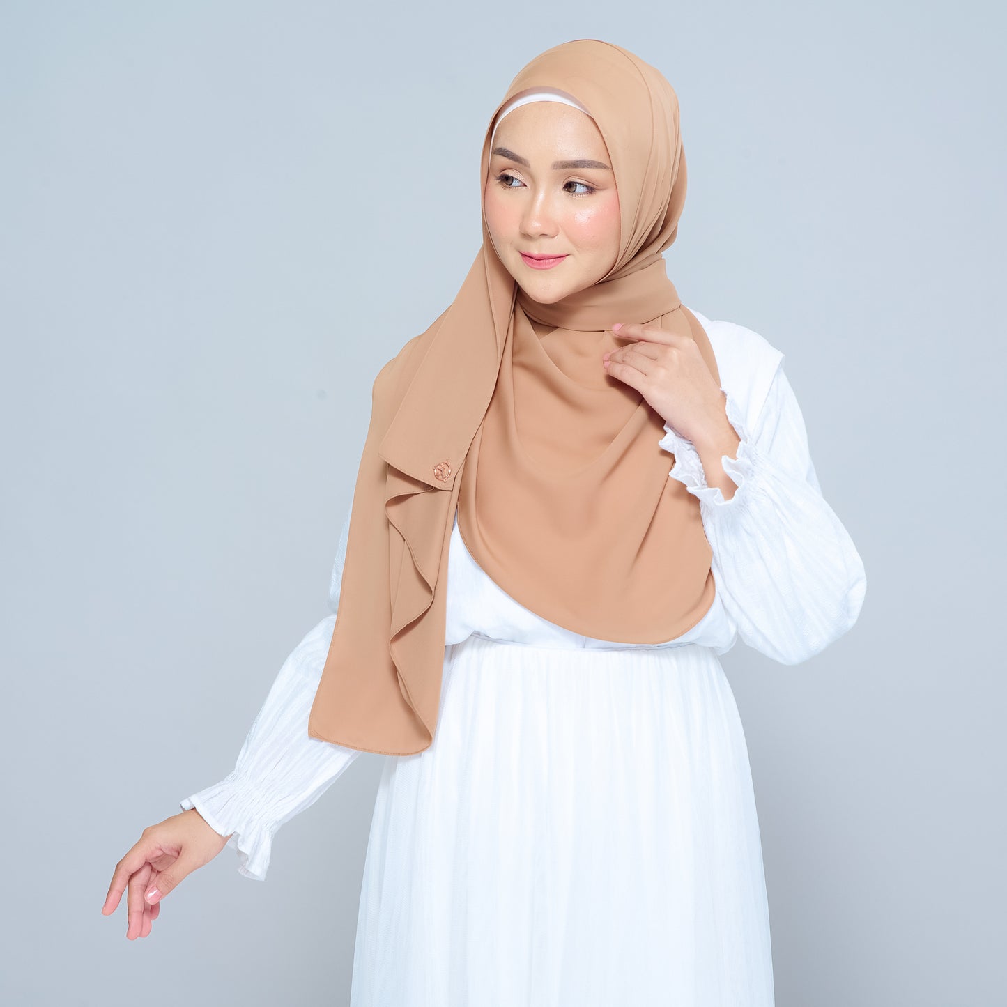 Semi-Instant Sarongje | Chiffon Silk in Tan