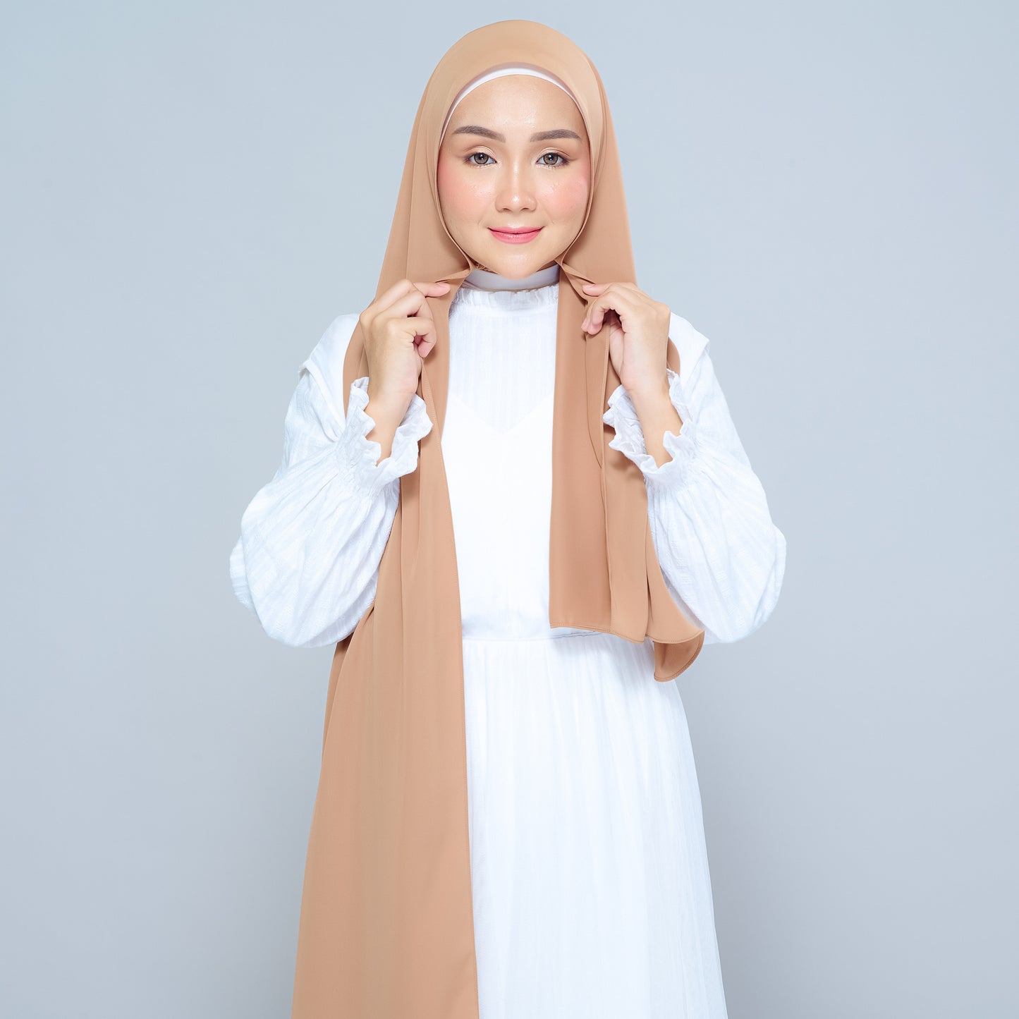 Semi-Instant Sarongje | Chiffon Silk in Tan
