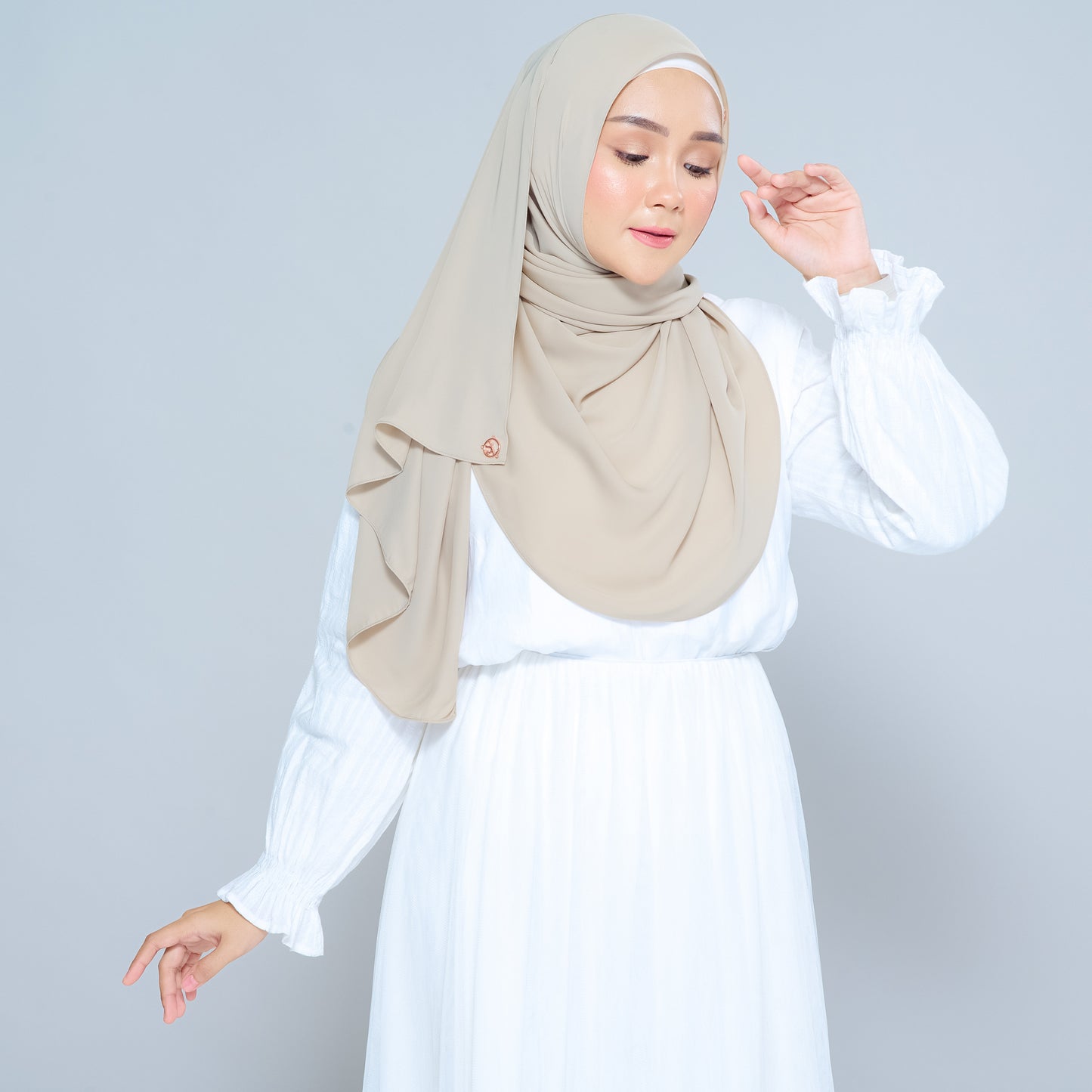 Semi-Instant Sarongje | Chiffon Silk in Taupe