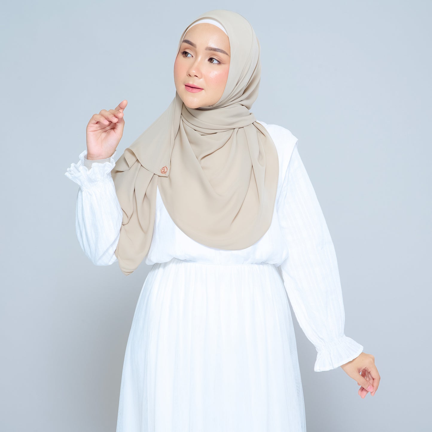 Semi-Instant Sarongje | Chiffon Silk in Taupe