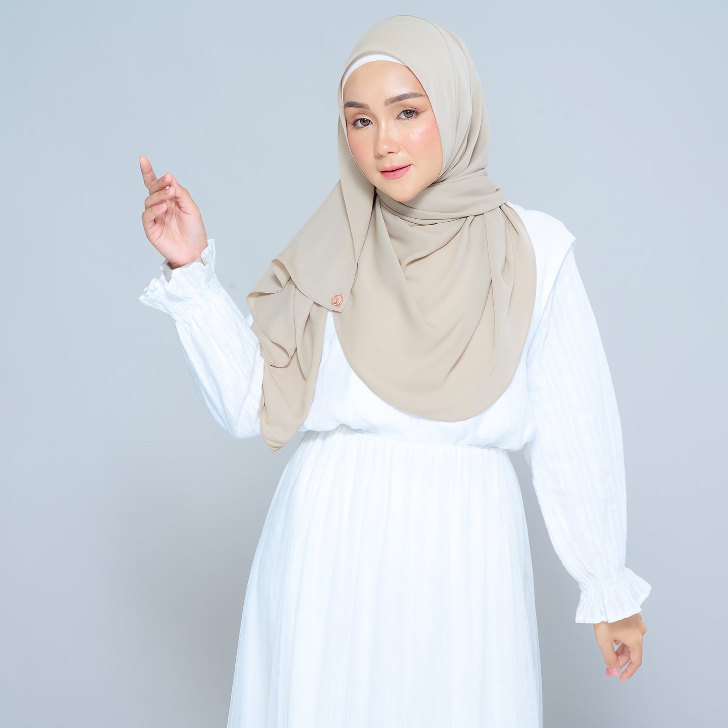 Semi-Instant Sarongje | Chiffon Silk in Taupe