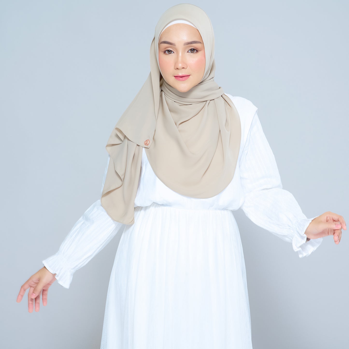 Semi-Instant Sarongje | Chiffon Silk in Taupe