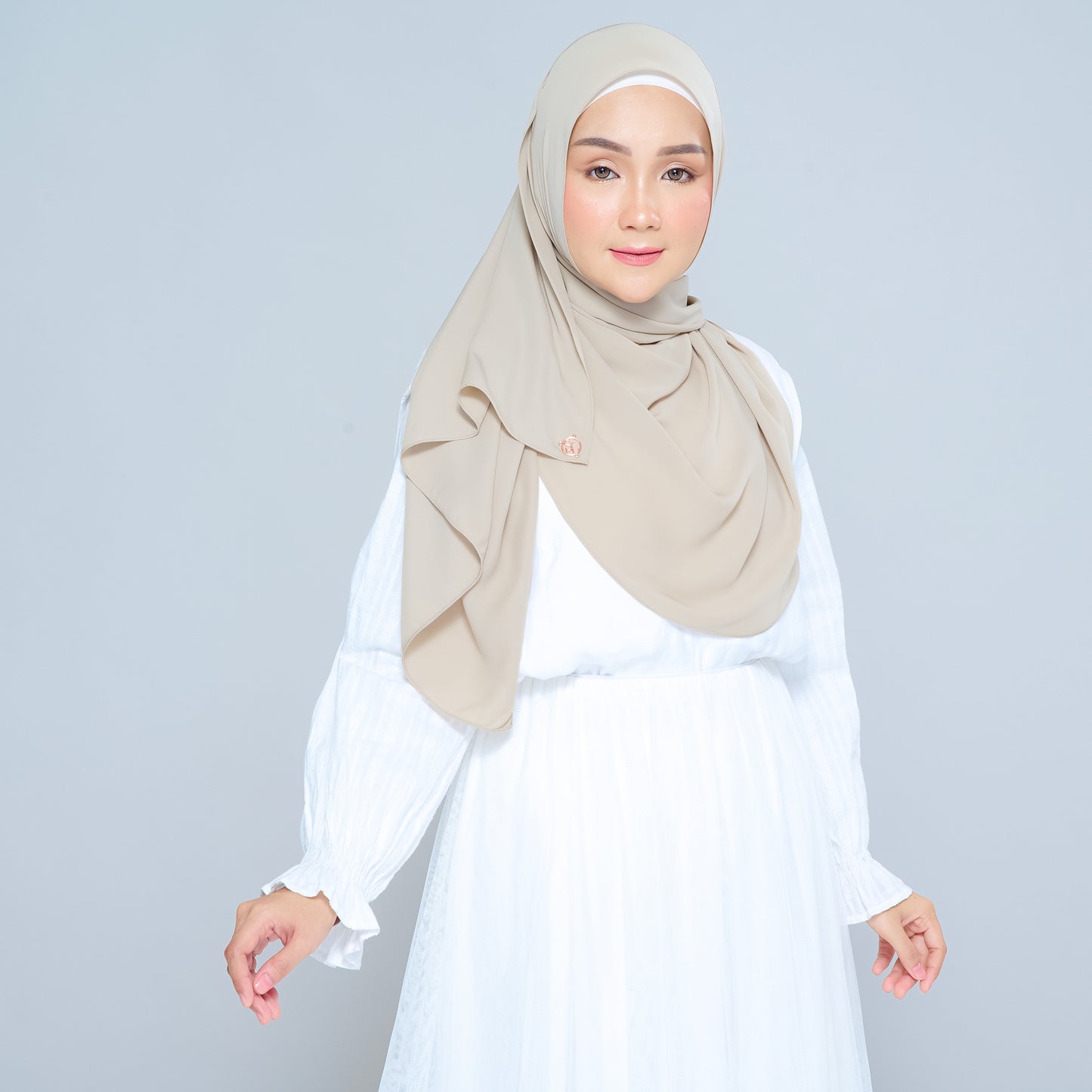 Semi-Instant Sarongje | Chiffon Silk in Taupe