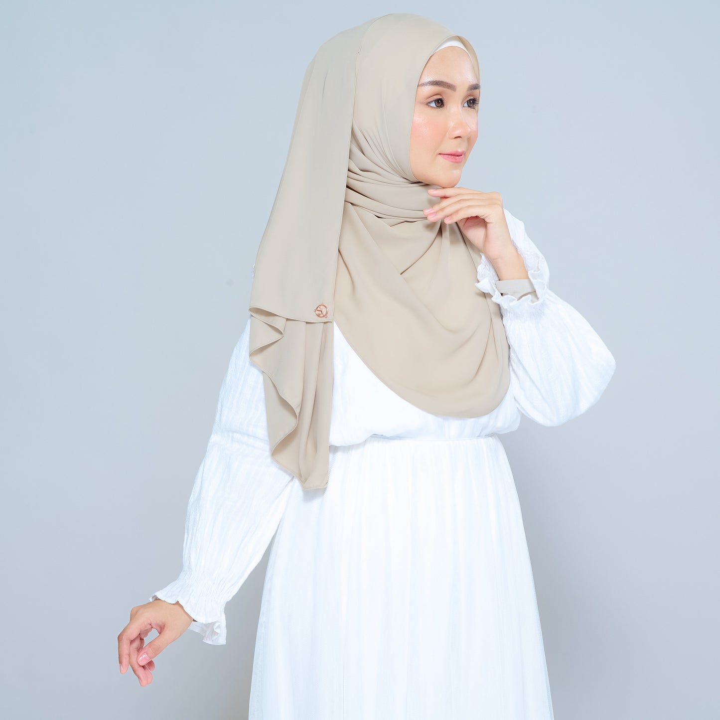 Semi-Instant Sarongje | Chiffon Silk in Taupe